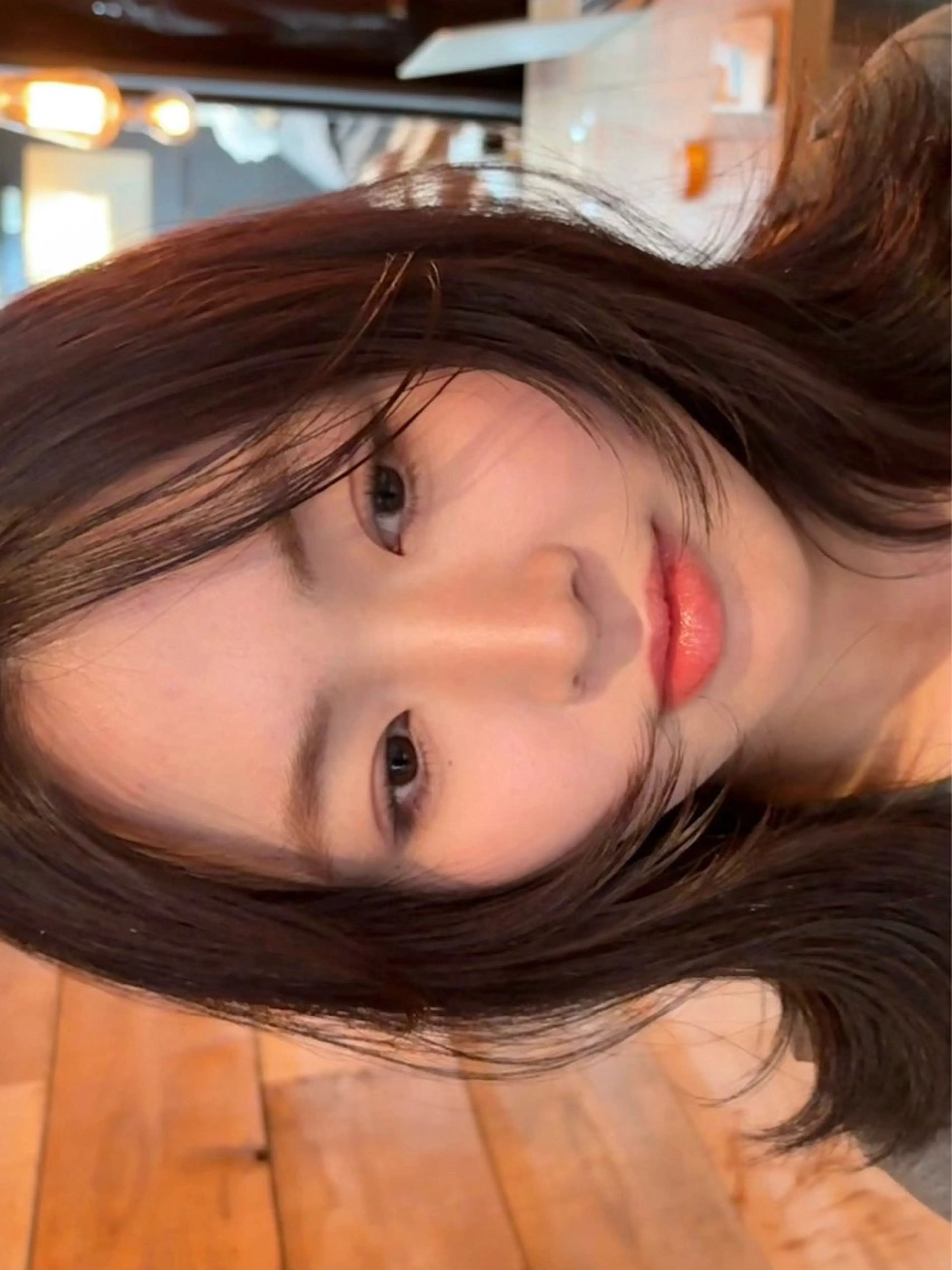 ミディアム カラー パーマ カット ヘアカラー レイヤー/透明感/ ブリーチなし/わかなのヘアスタイル