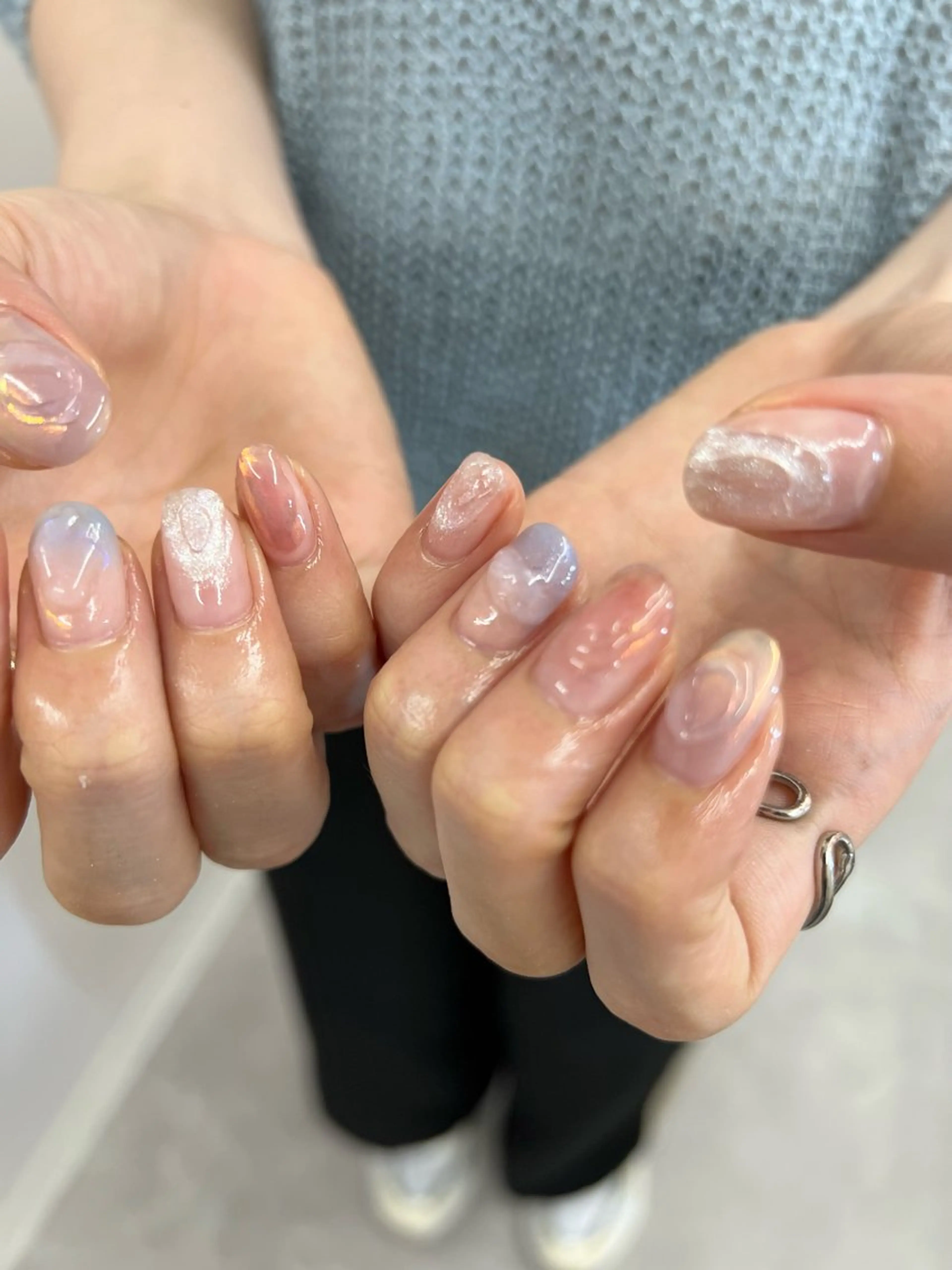 ネイル オーロラネイル ジェルネイル ミラーネイル ニュアンスネイル パラジェル ハンドネイル ハンドケア Bana_ Nailのその他イメージ