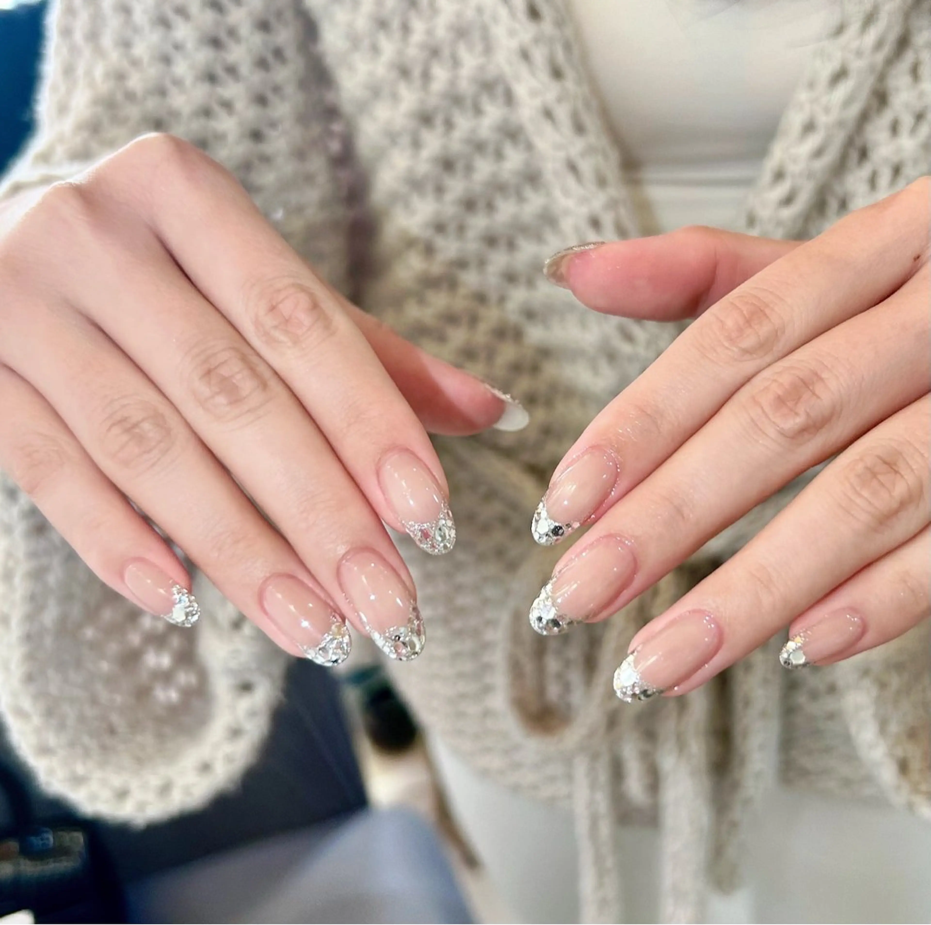 チップスカルプ💞人気ガラスフレンチ+ 2個パーツの写真