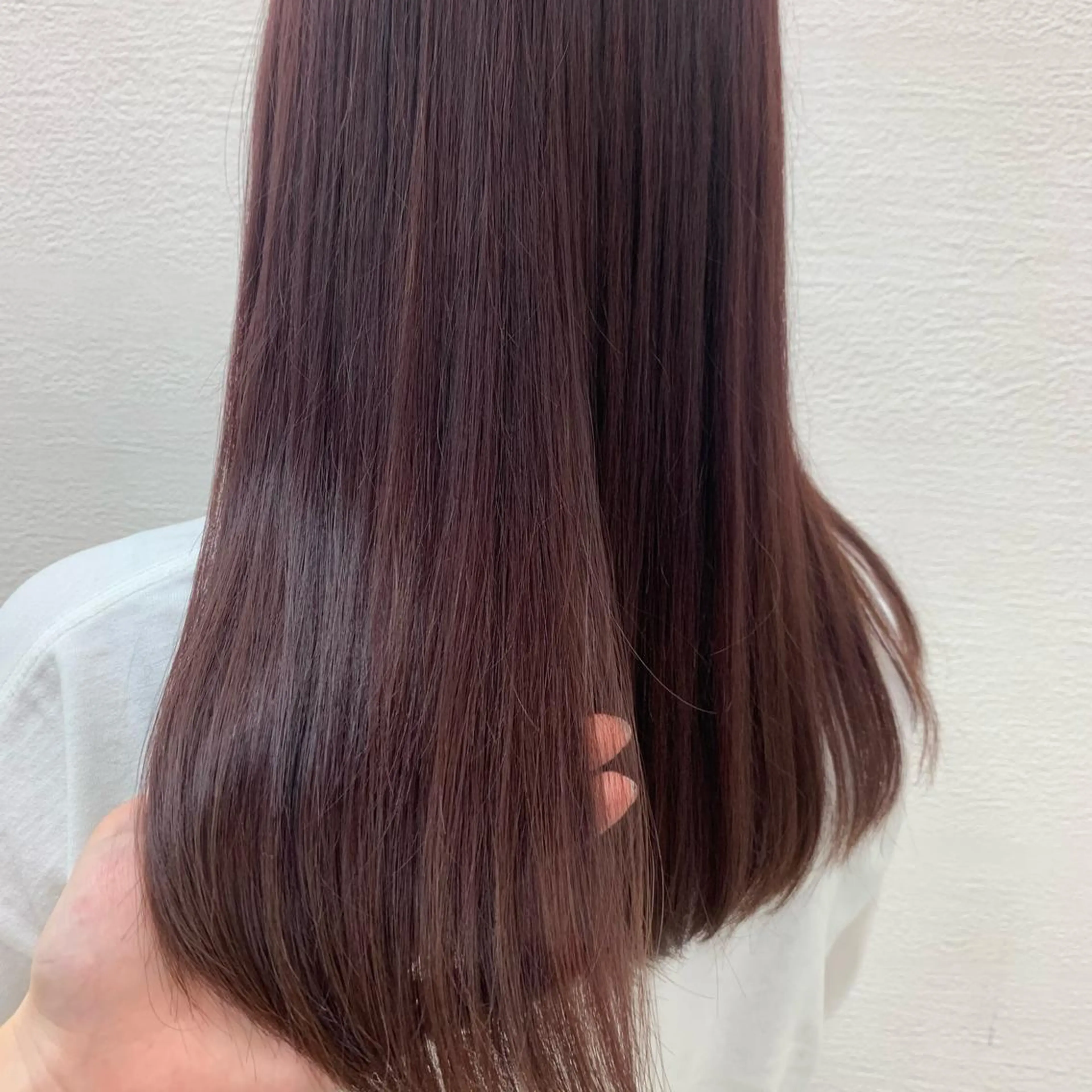 セミロング カラー カシス ピンクカラー ウスイ ハルカのヘアスタイル