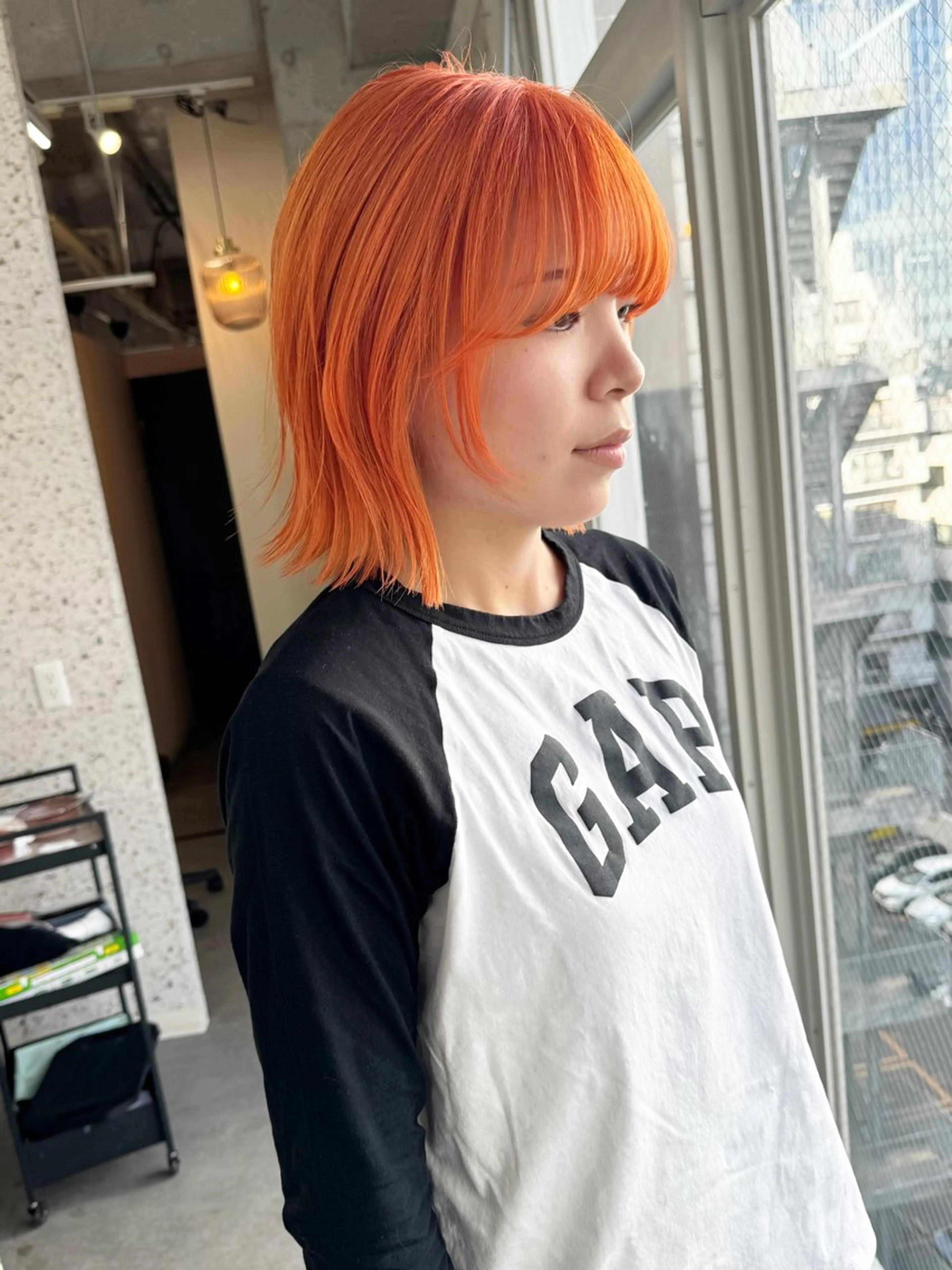 ショート カラー オレンジ ヘアカラー lani 天神大名/ブリーチのヘアスタイル