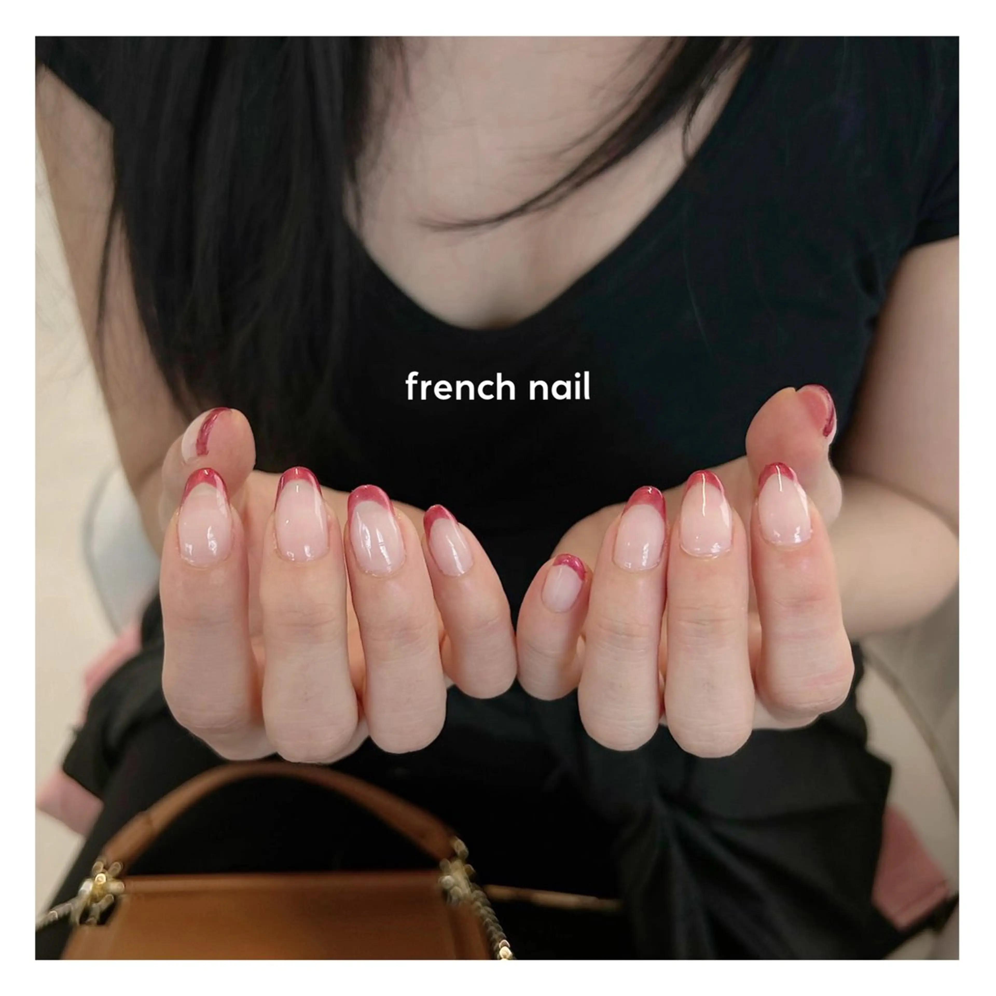 ネイル フレンチネイル 赤色 ハンドネイル ⭐︎ seira ⭐︎のマツエク・マツパデザイン