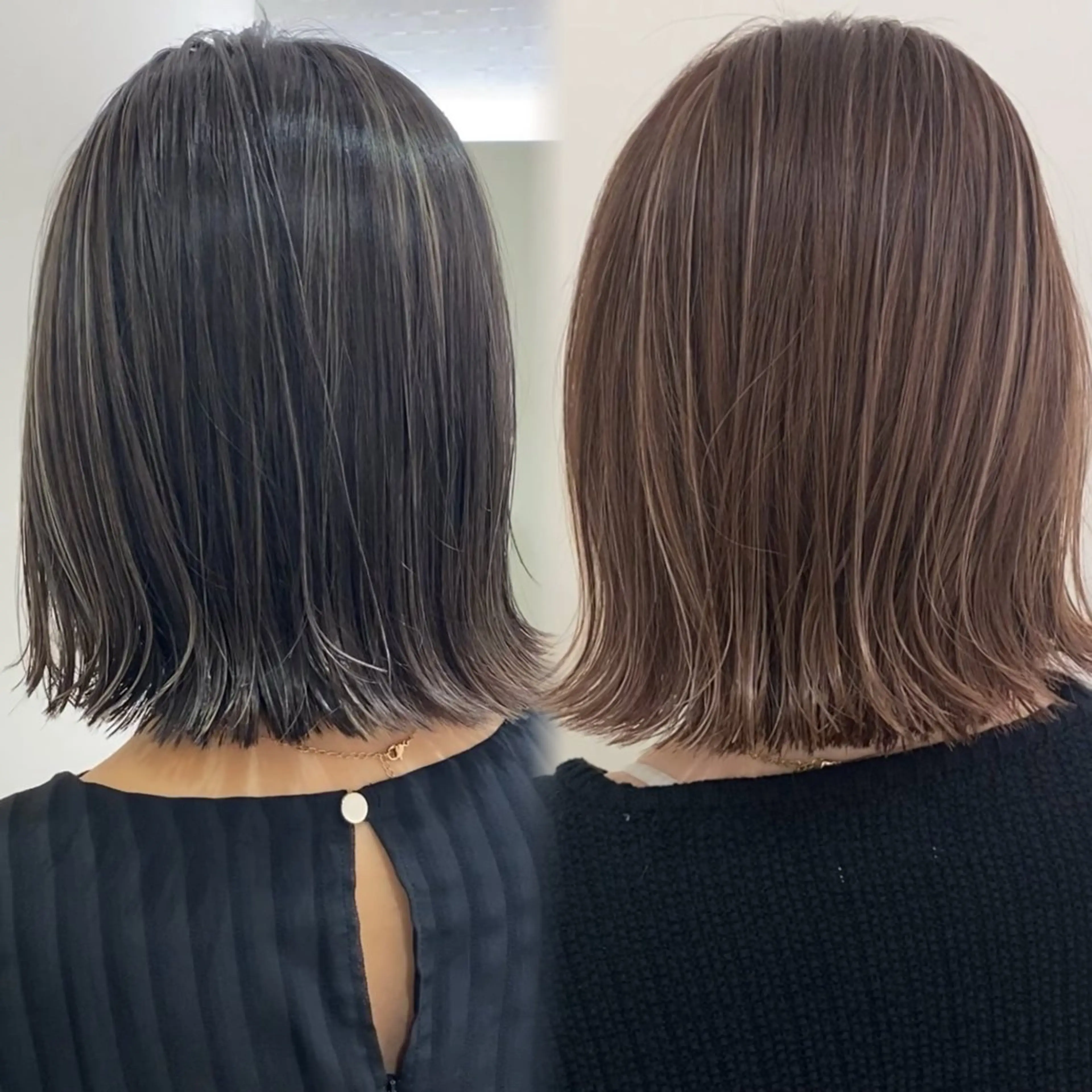 ショート カラー カット ヘアカラー トリートメント 細めハイライト🩶 ボブ/レイヤーカットのヘアスタイル