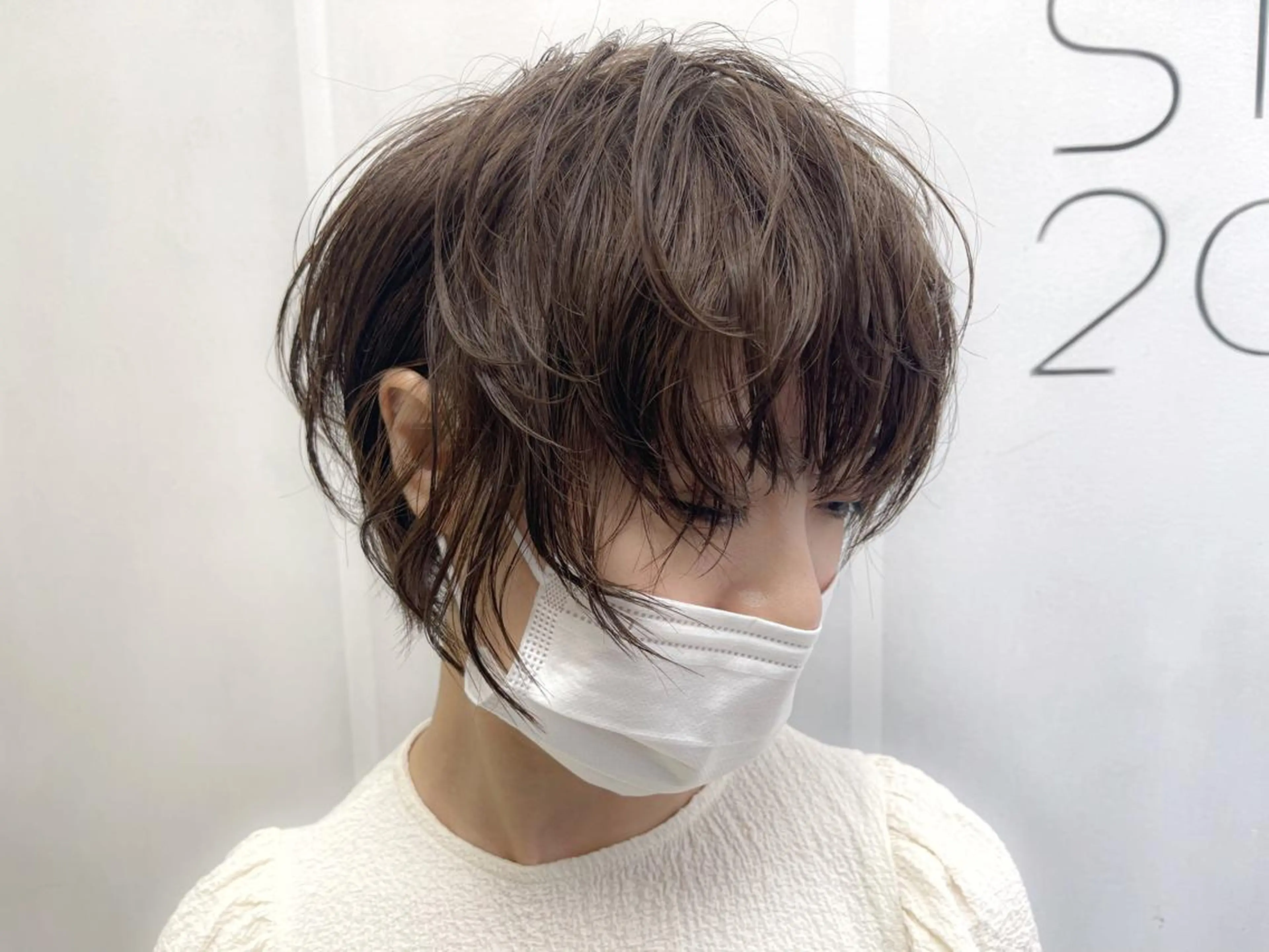 ショート カラー ショートボブ アッシュ ベージュカラー ブリーチ ダブルカラー OAK溝の口 𖠋SHINYAのヘアスタイル