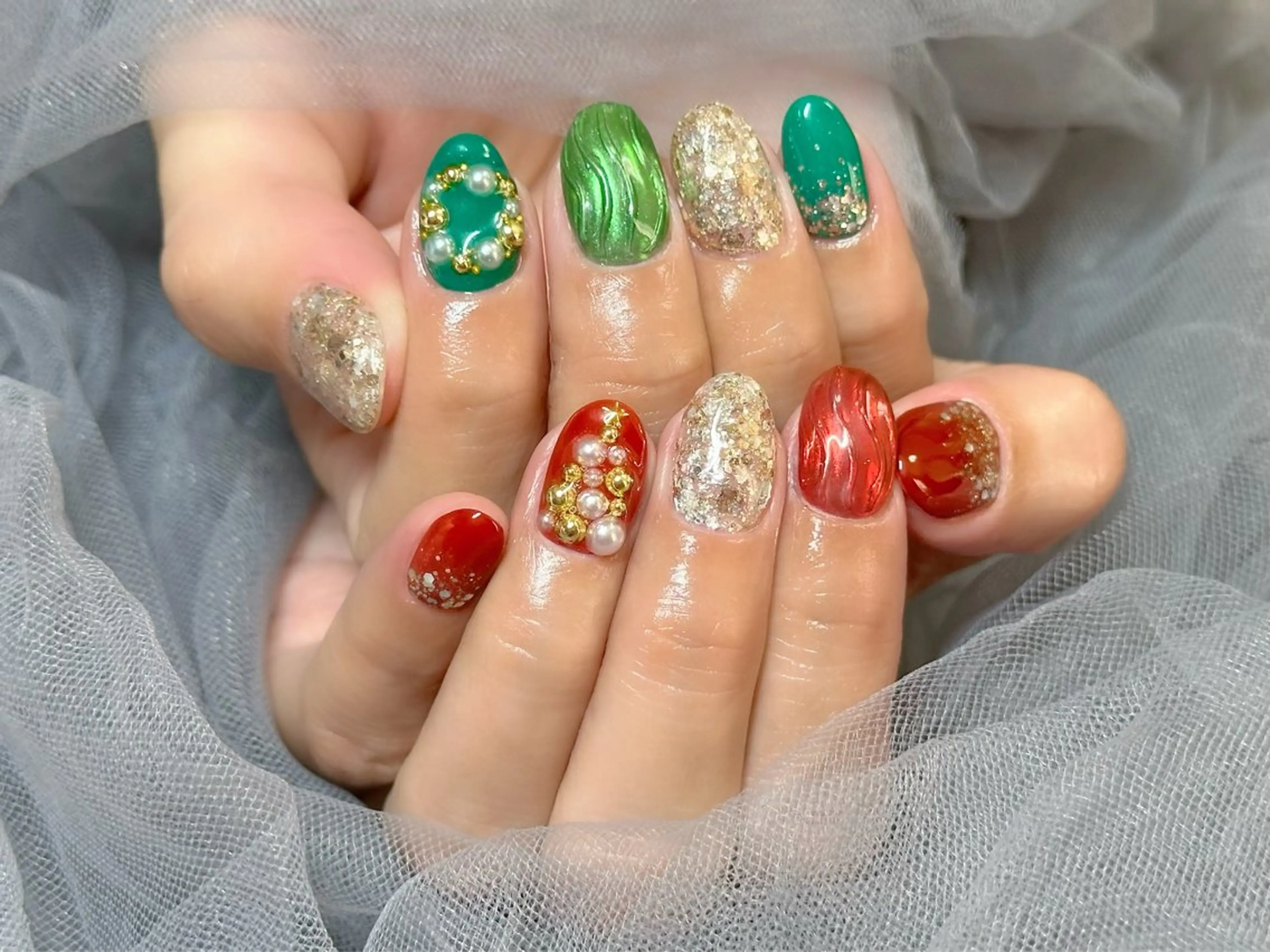 ネイル 冬ネイル クリスマス ハンドネイル KURELLY所属・Nail Salon KURELLYのネイルデザイン