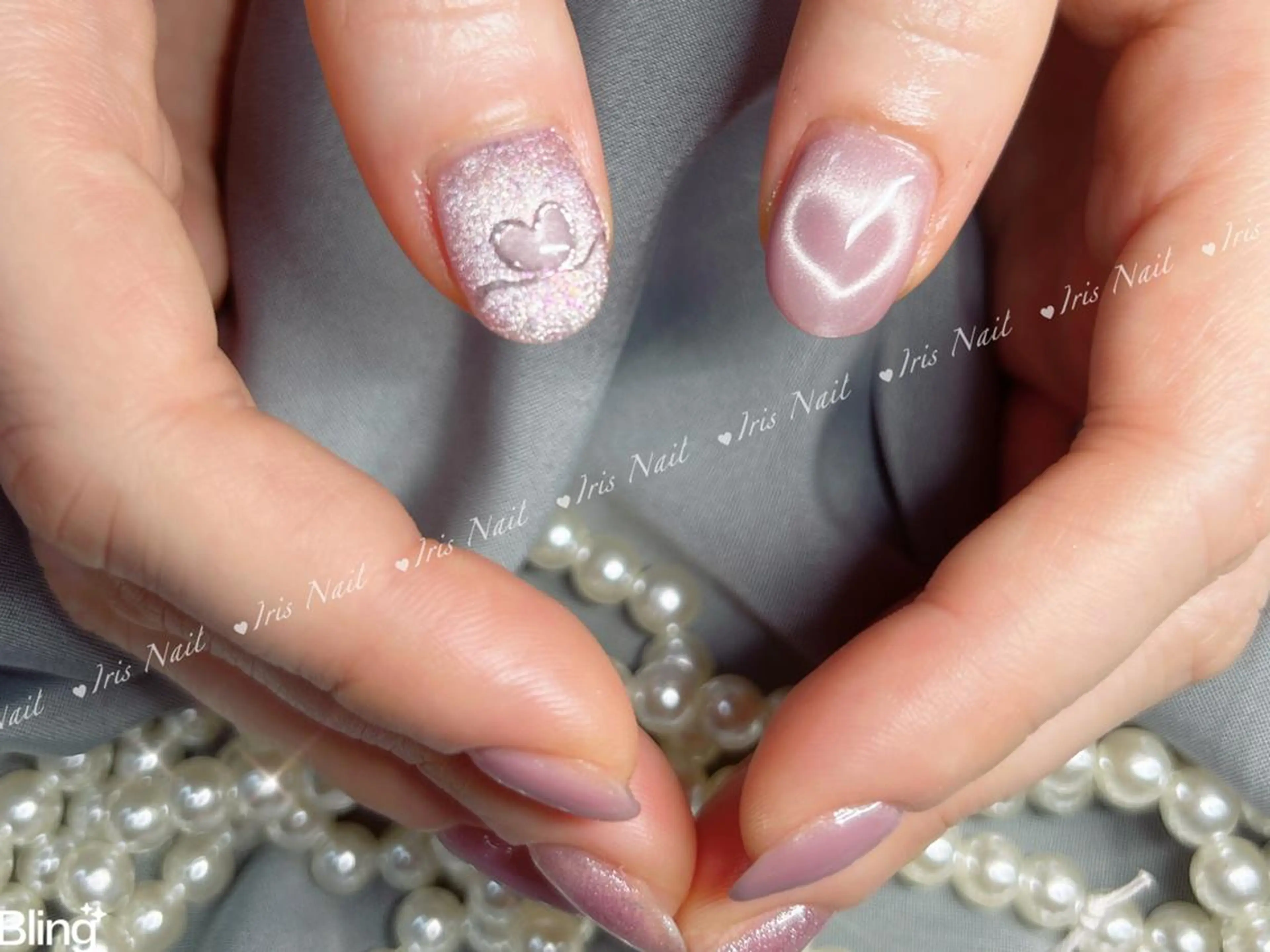 ネイル ハート マグネットネイル ハンドネイル ハンドケア IRIS NAIL大塚のネイルデザイン