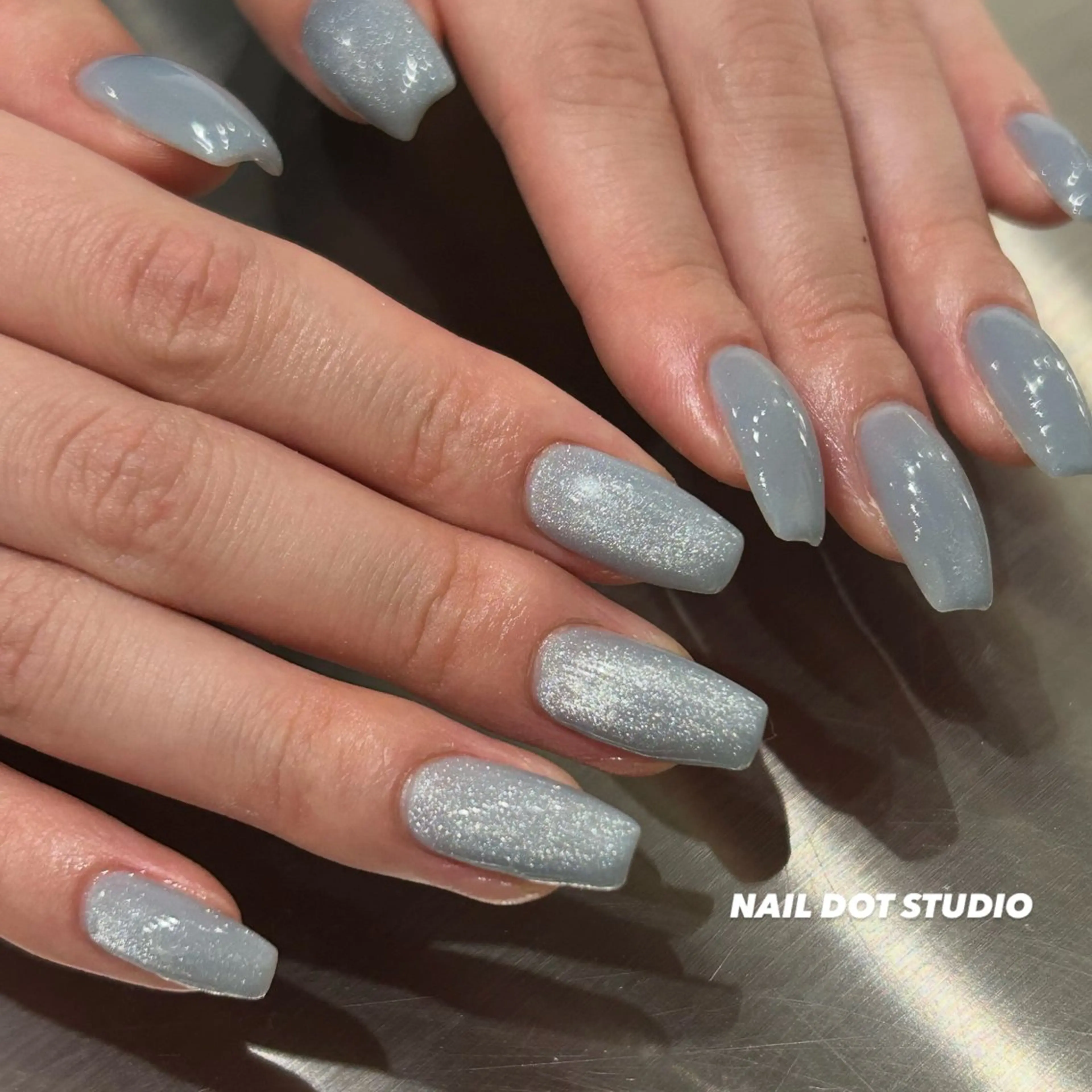 ネイル 水色 マグネットネイル ハンドネイル NAIL DOT STUDIO堺筋本町のネイルデザイン