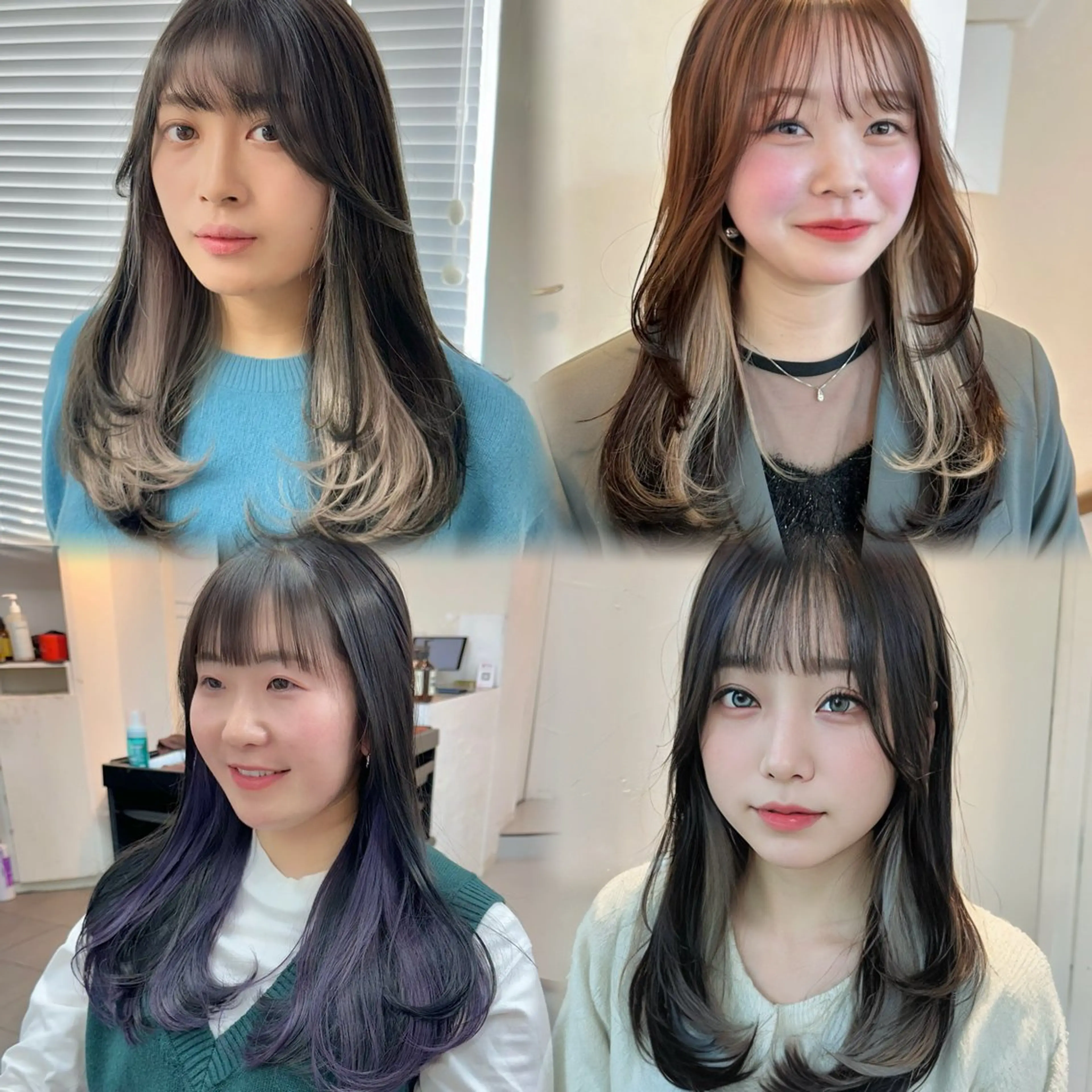 セミロング カラー ブリーチ ケアブリーチ ダブルカラー インナーカラー レイヤーカット カット ヘアカラー トリートメント インナーカラー/レイ ヤーカット♡/マキシのヘアスタイル