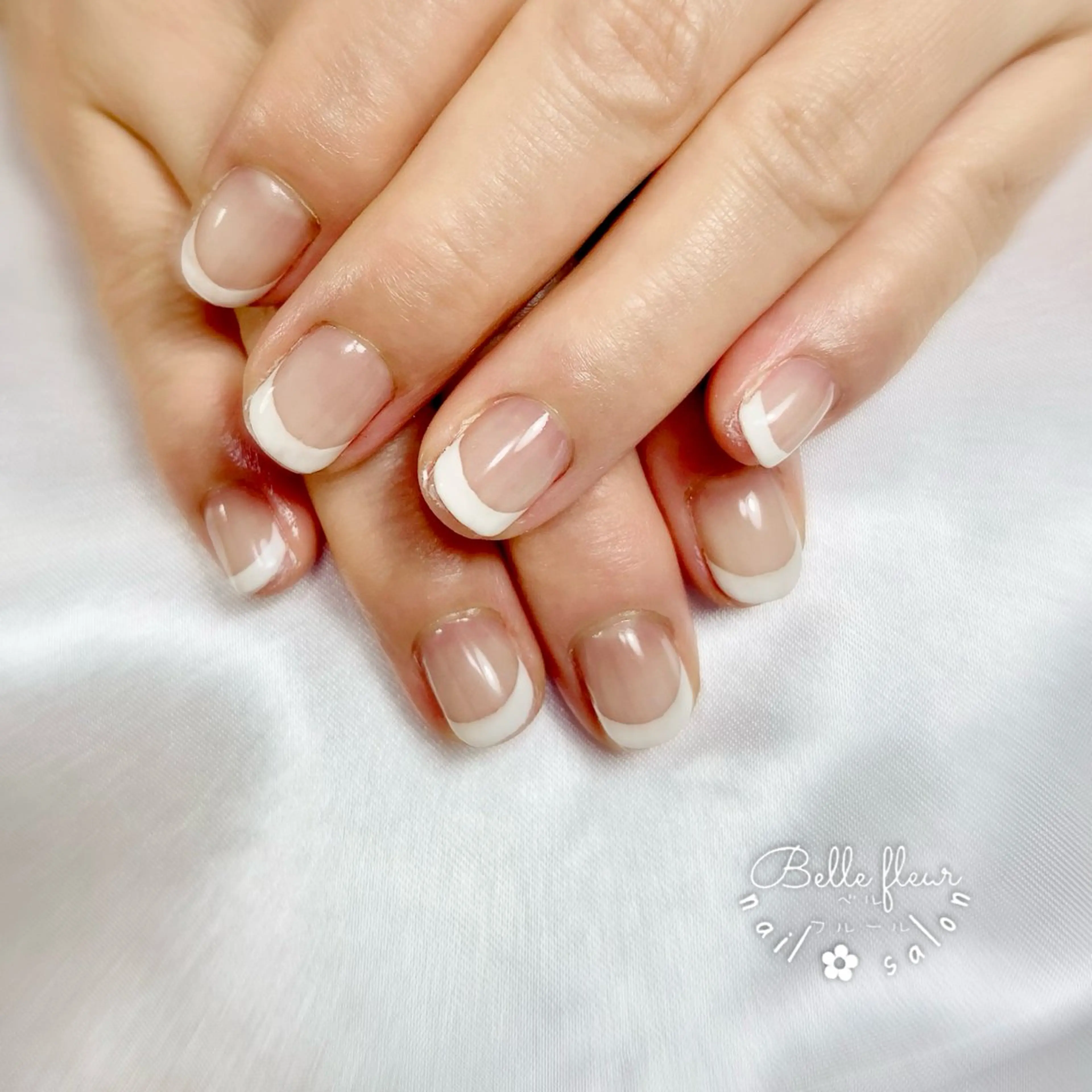 ネイル フレンチネイル グリーン ハンドネイル ﾈｲﾙｻﾛﾝ Bellefleurのネイルデザイン