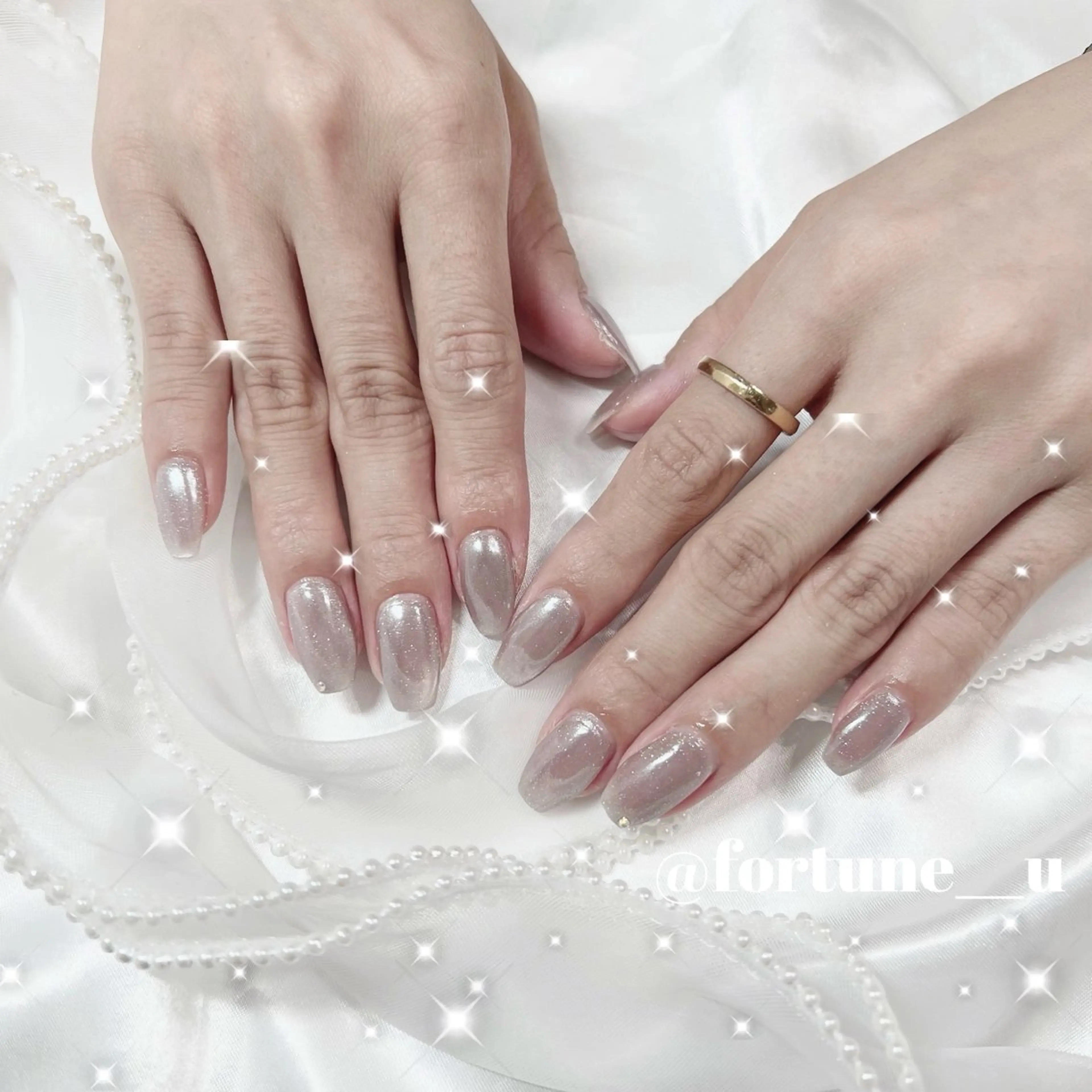 ネイル チークネイル ガーリー 韓国ネイル 水色 持ち込み ハンドネイル 💜 Yuuna💜のネイルデザイン