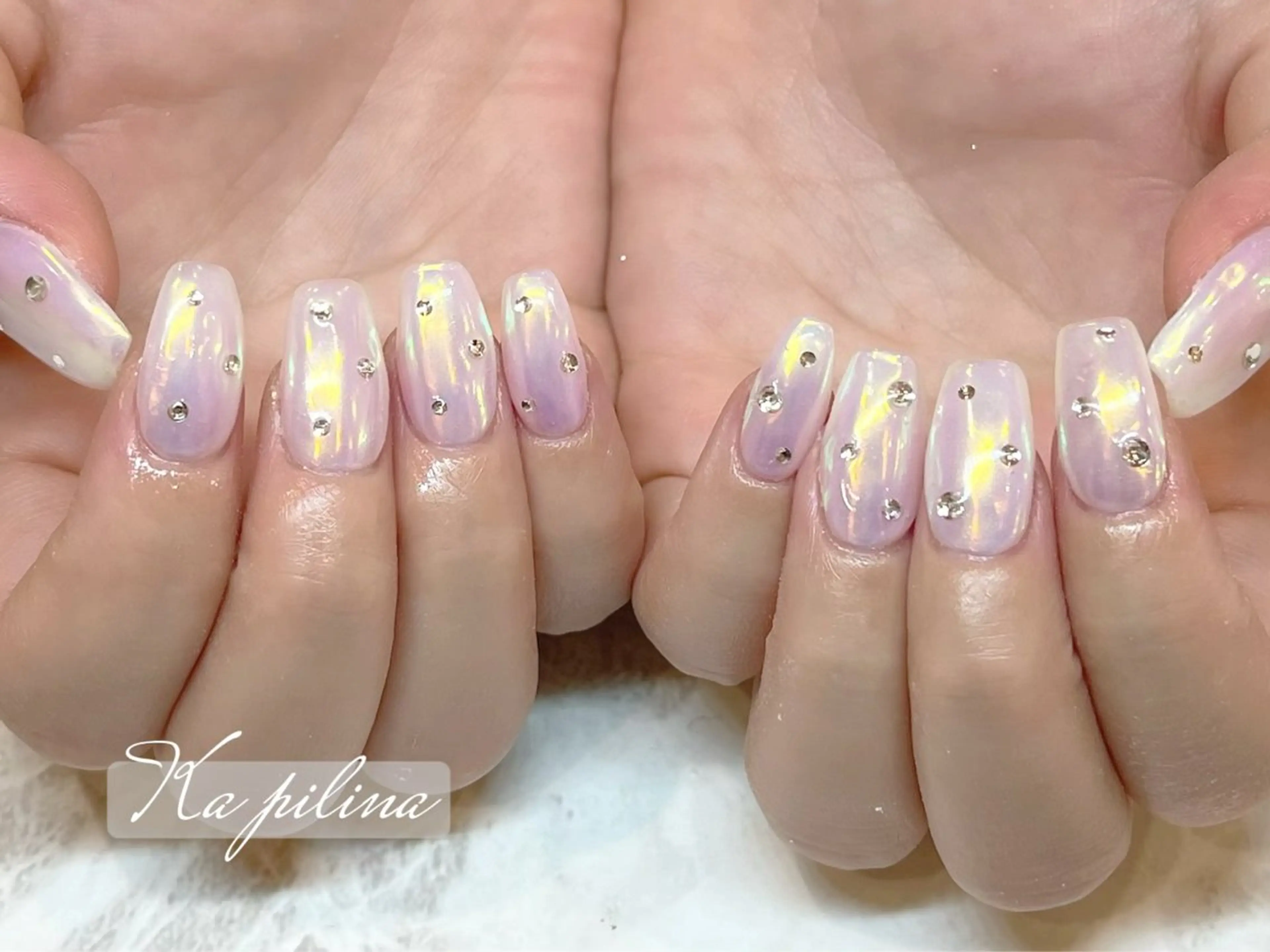 ネイル ワンカラーネイル ストーンネイル Ka pilina所属・♡プライベートサロン Ka pilina♡のネイルデザイン