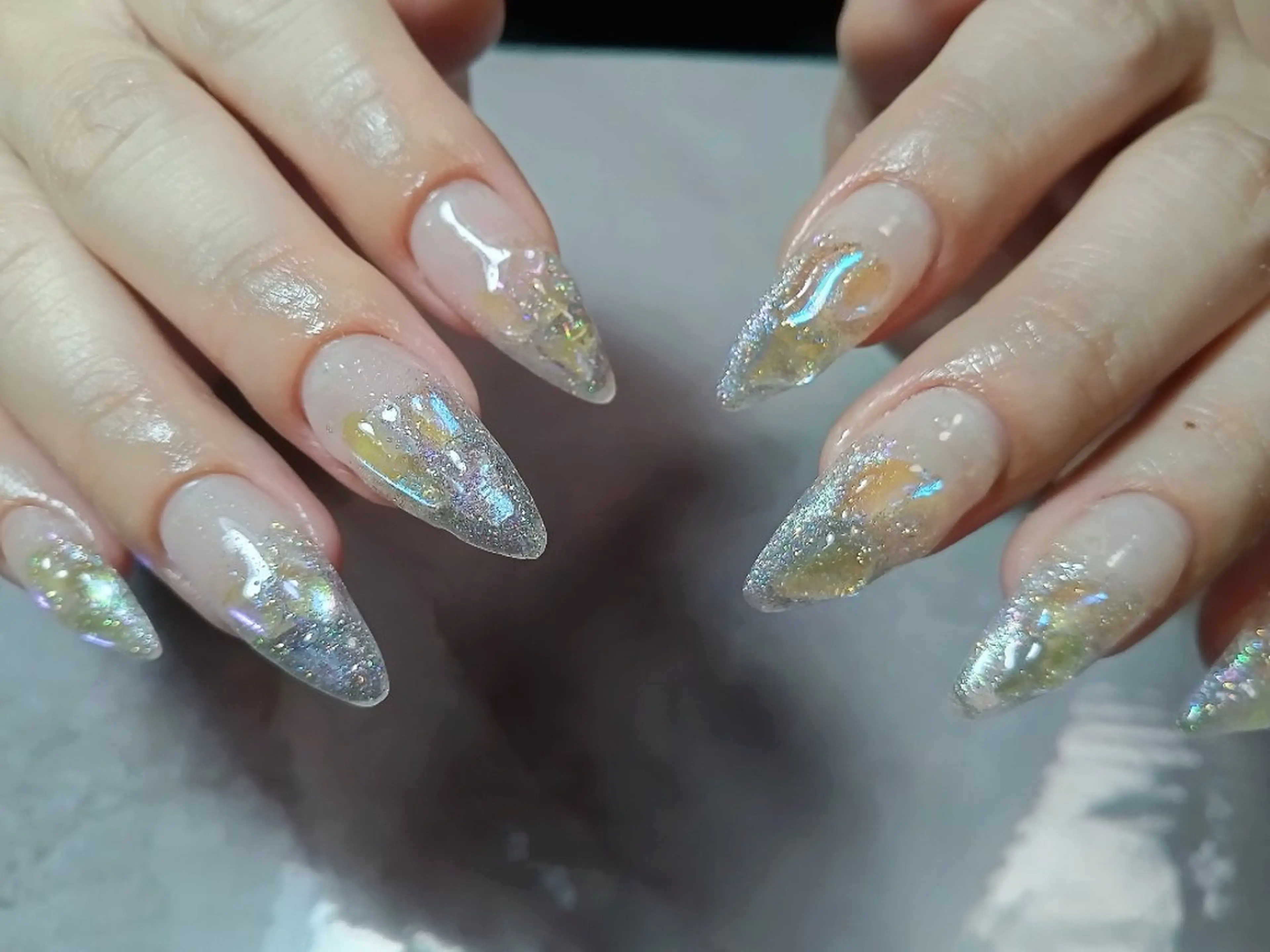 ネイル フラッシュネイル ジェルネイル キラキラネイル 韓国ネイル Wisteria Nail_Yukieのネイルデザイン