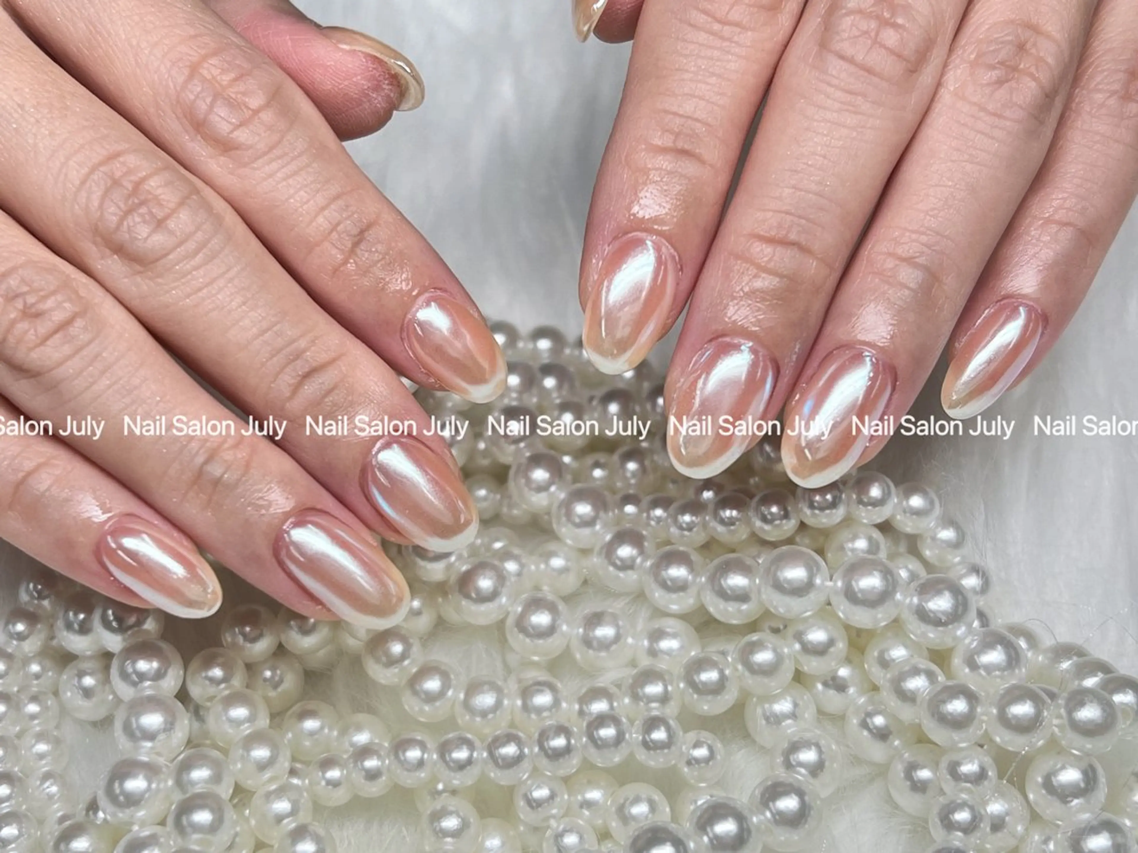 ネイル アートネイル オーロラネイル ジェルネイル ガーリー キラキラネイル ハンドネイル July モモのネイルデザイン