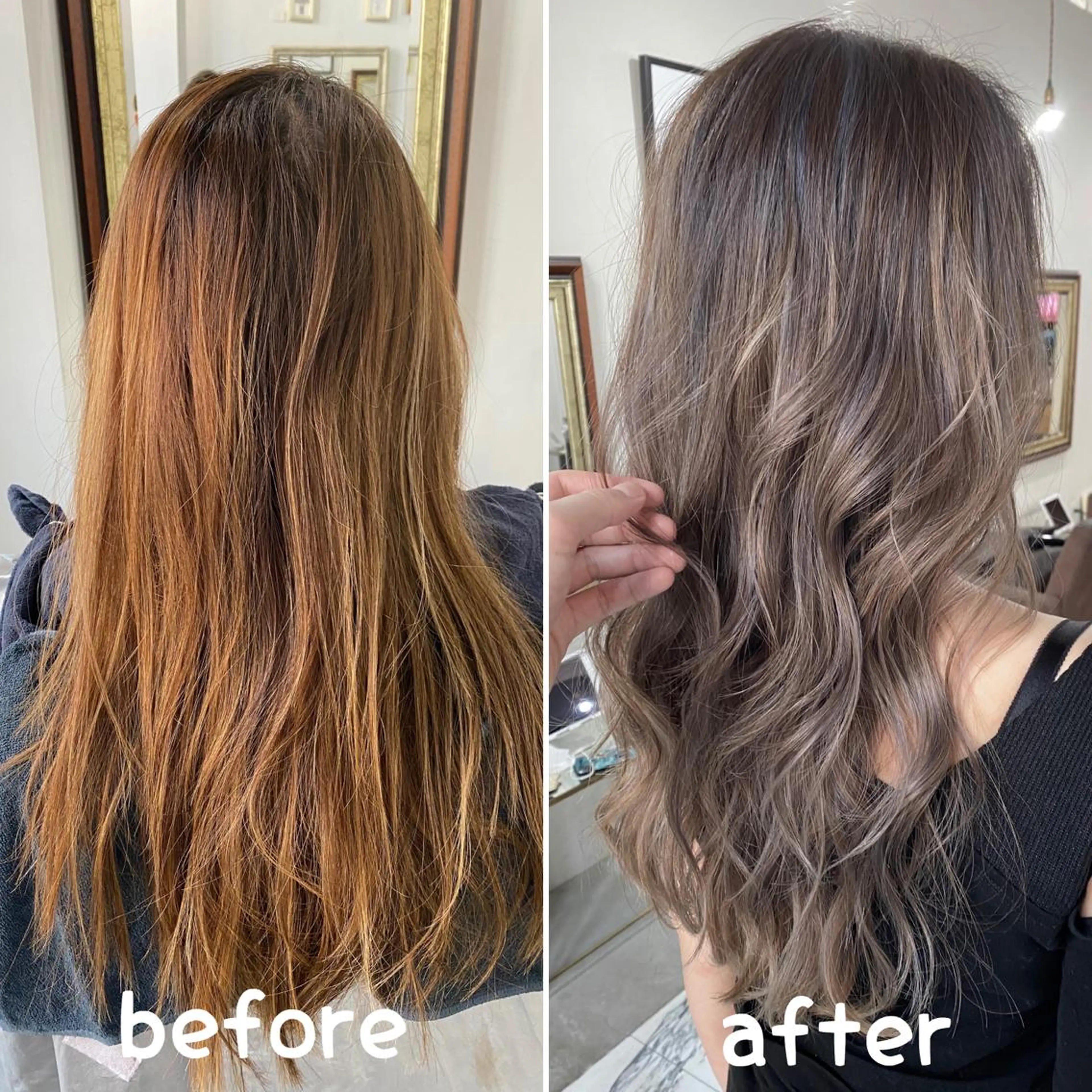 セミロング カラー 👑圧倒的カラー👑 佐々木祐希のヘアスタイル