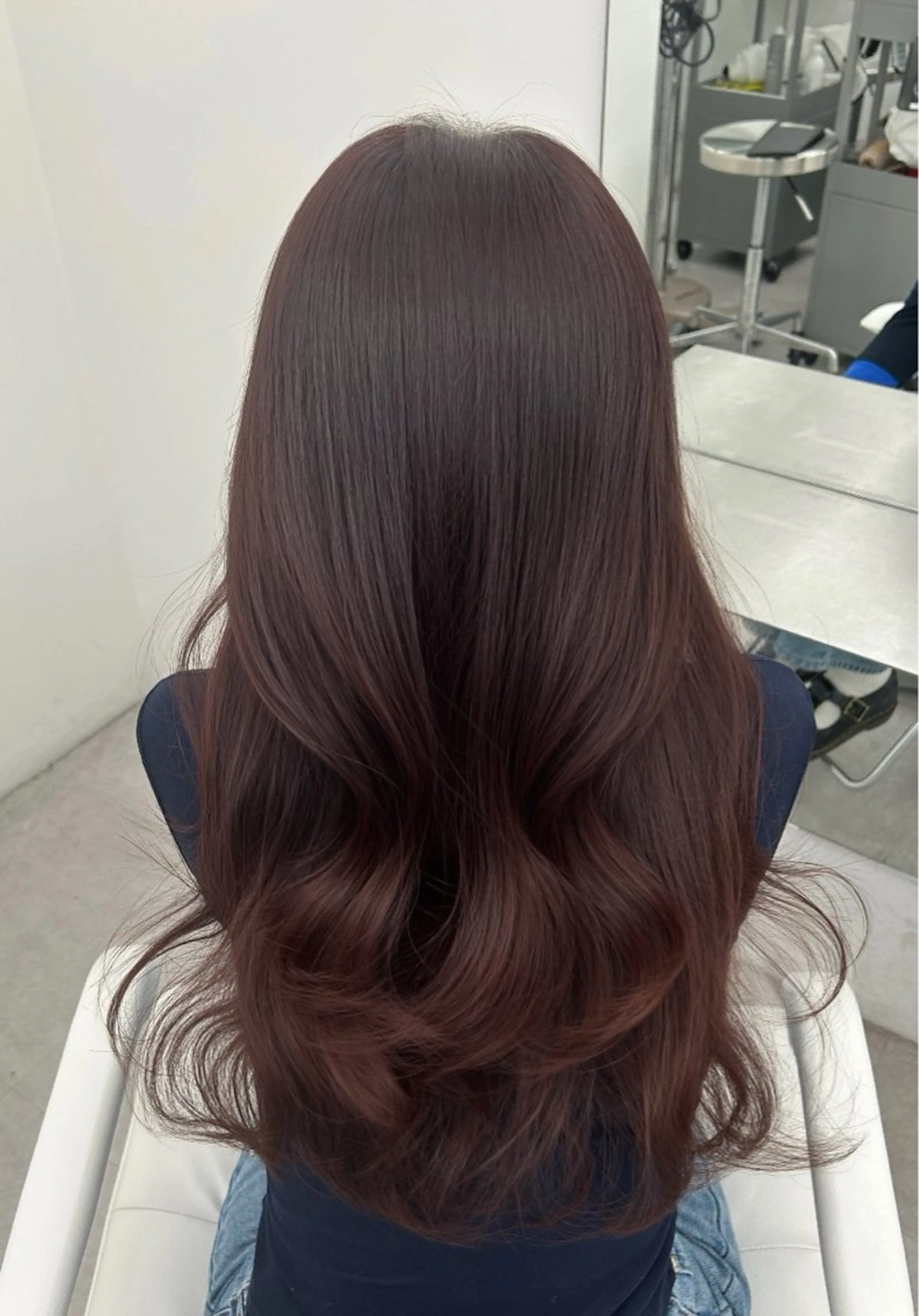 ロング カラー レッドカラー カット ヘアカラー トリートメント 韓国ヘア/顔周り ヘアセット/加藤優里のヘアスタイル