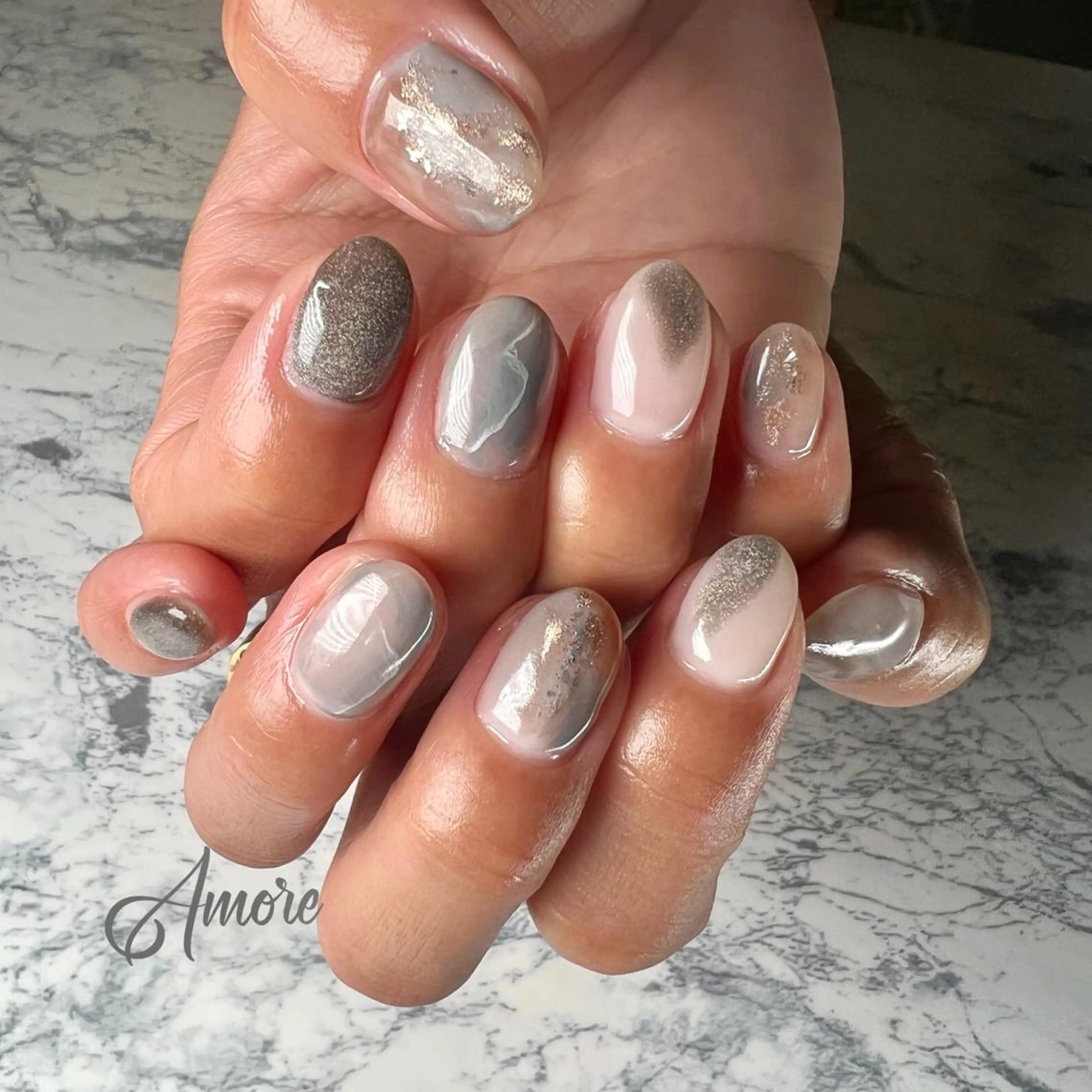 ネイル ジェルネイル 氷ネイル・うるうるネイル マグネットネイル ミラーネイル ニュアンスネイル You kyehwaのネイルデザイン