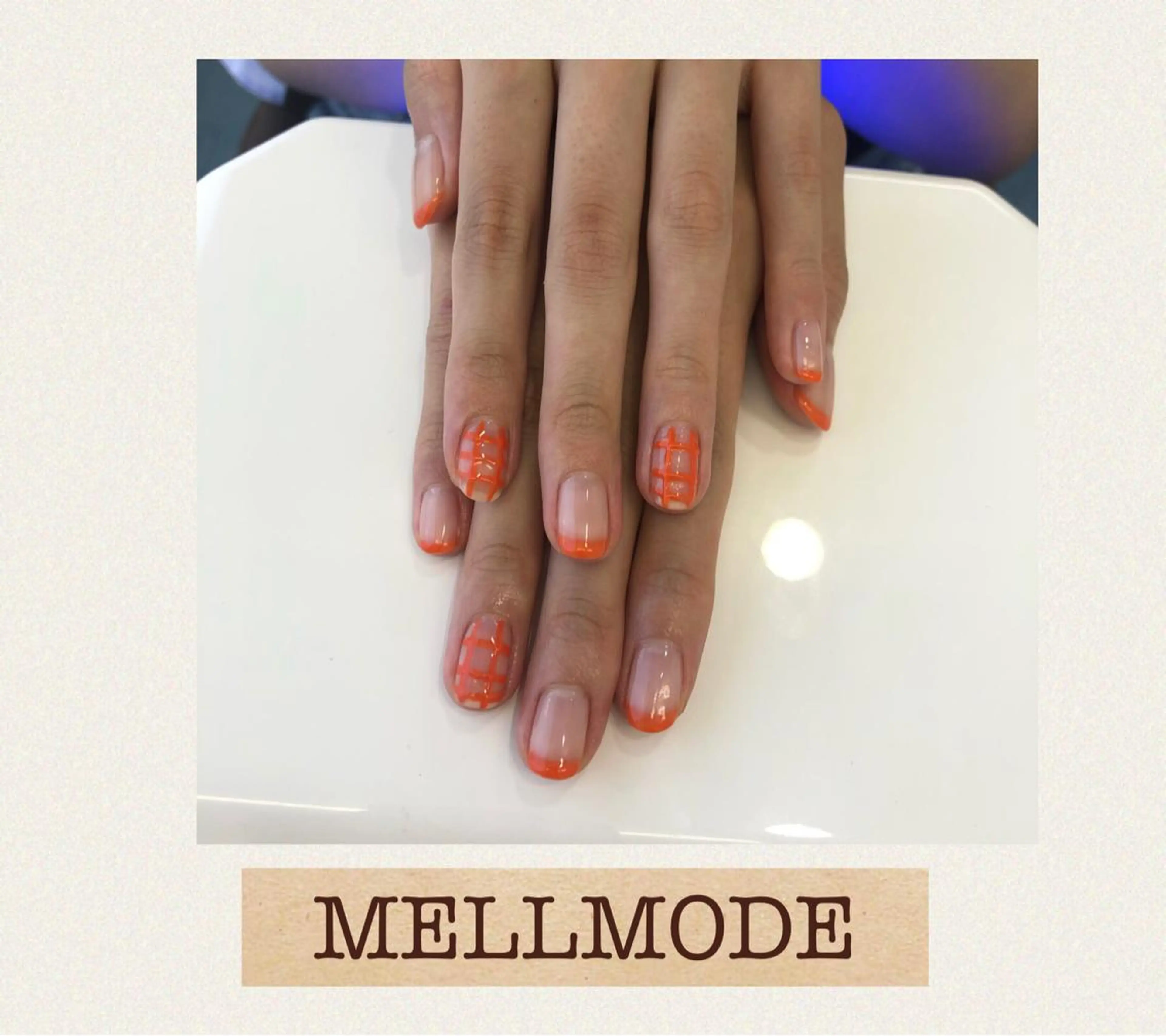 ネイル フレンチネイル オレンジ ぷっくりネイル ハンドネイル MELLMODE所属・Nakano Kanaのネイルデザイン