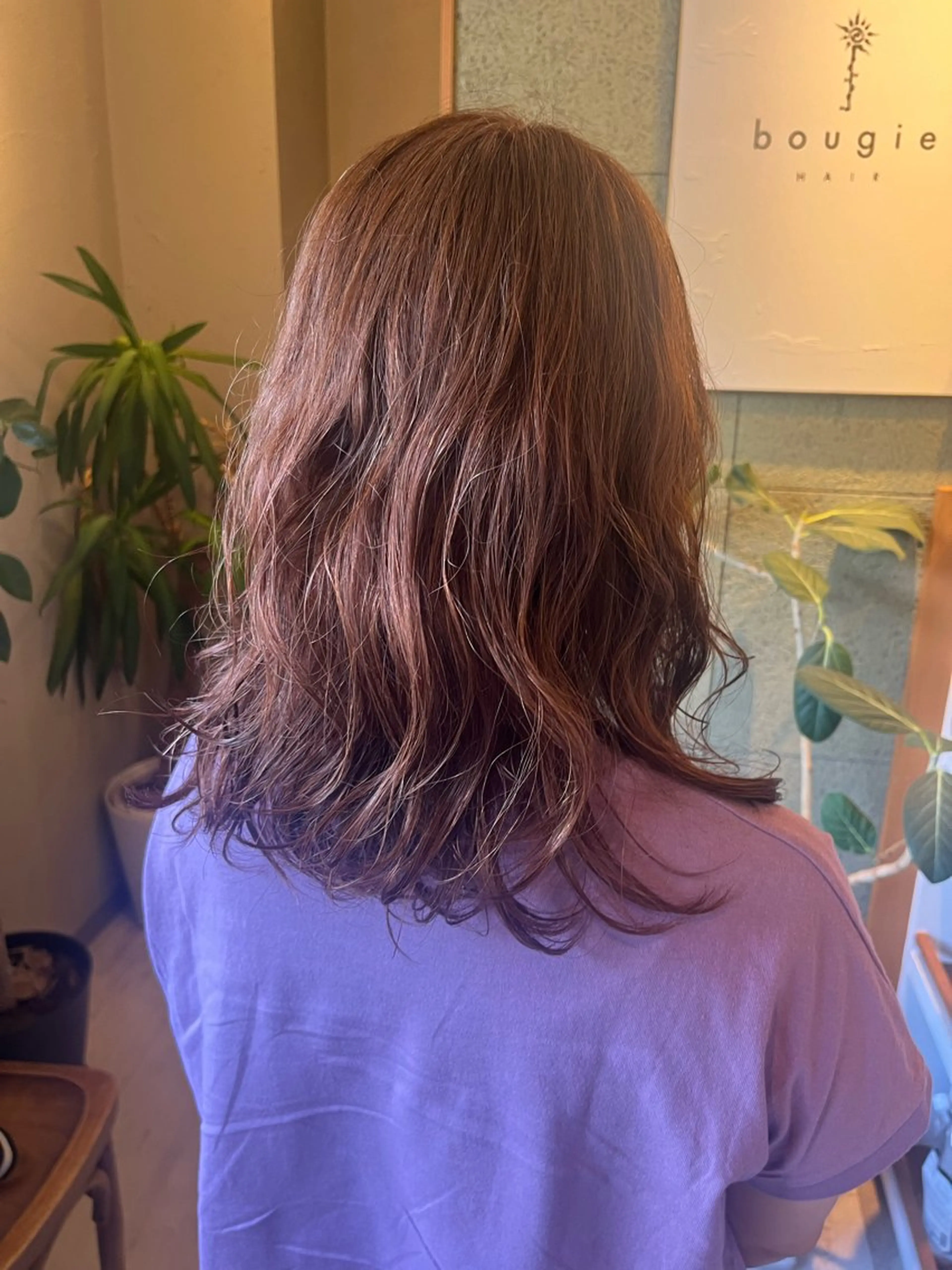 カラー ベージュカラー ピンクカラー ピンクベージュ ハラちゃんカット✂︎ 透明感🩵ケアカラーのヘアスタイル