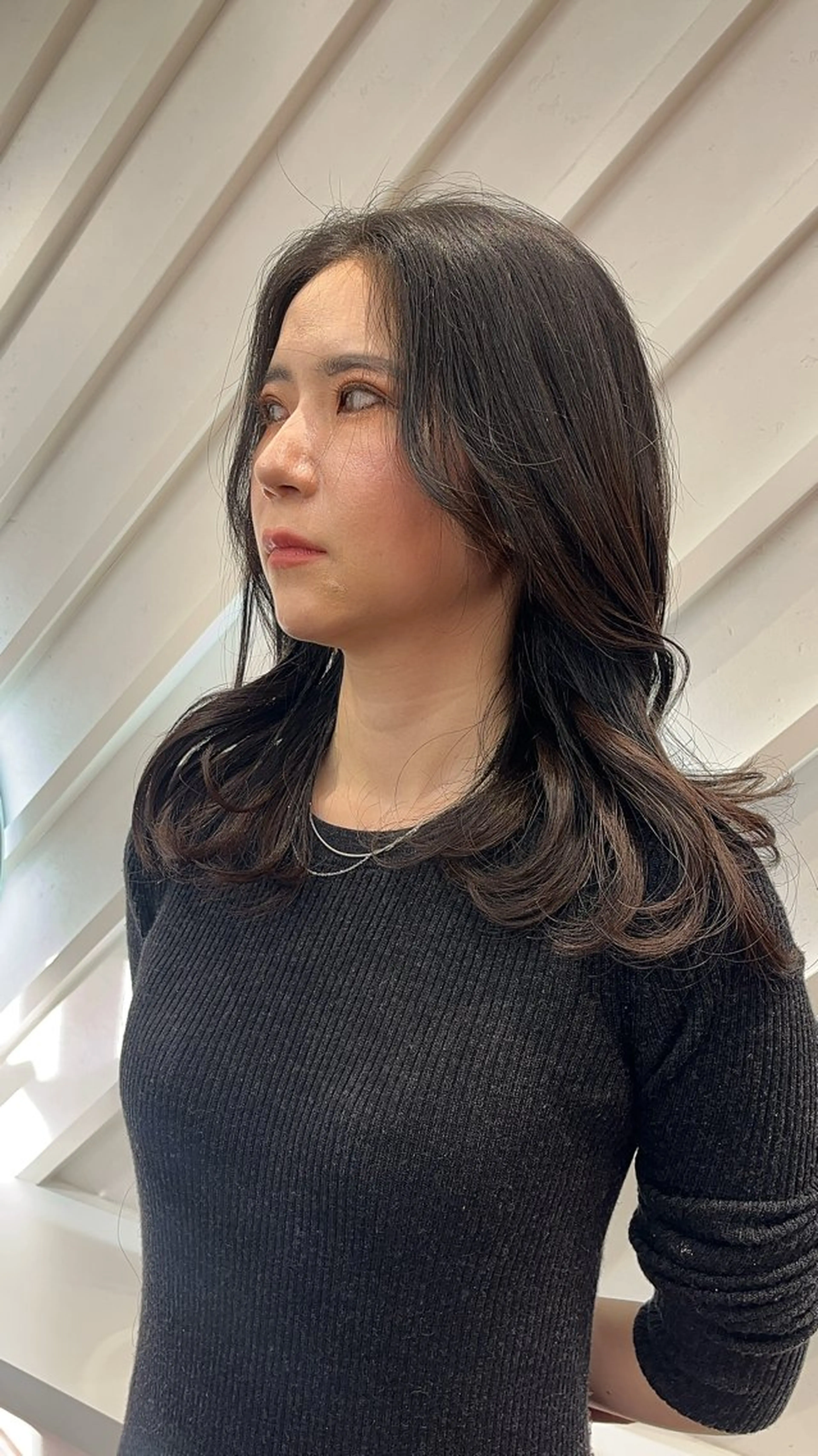 ミディアム 山崎/ボブ縮毛矯正 レイヤー髪質改善のヘアスタイル