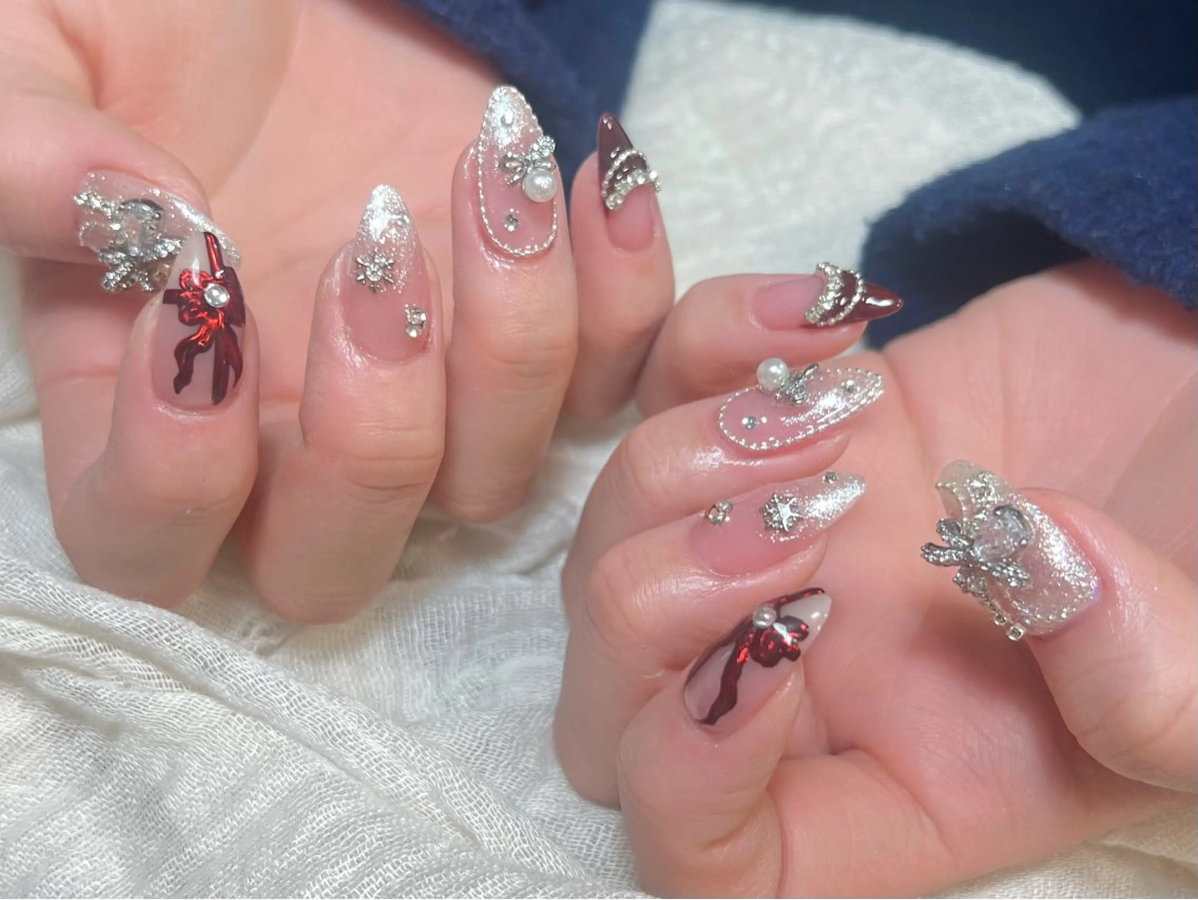 ネイル オーロラネイル 長さ出し ジェルネイル 氷ネイル・うるうるネイル 韓国ネイル ハンドネイル lumiereva nail salon所属・Lumiereva nail salonのネイルデザイン