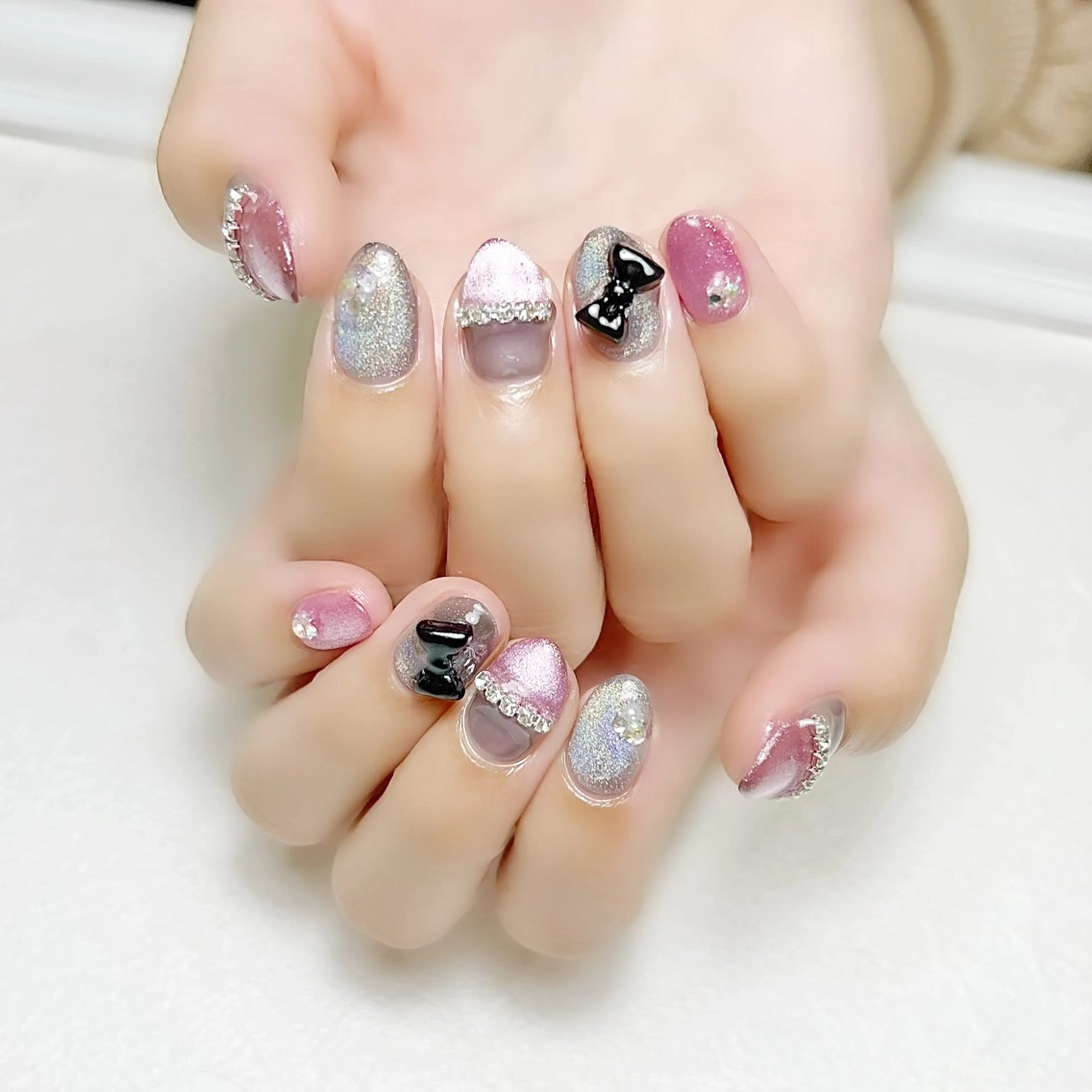 ネイル マグネットネイル ピンク rouse nail RISATOのネイルデザイン