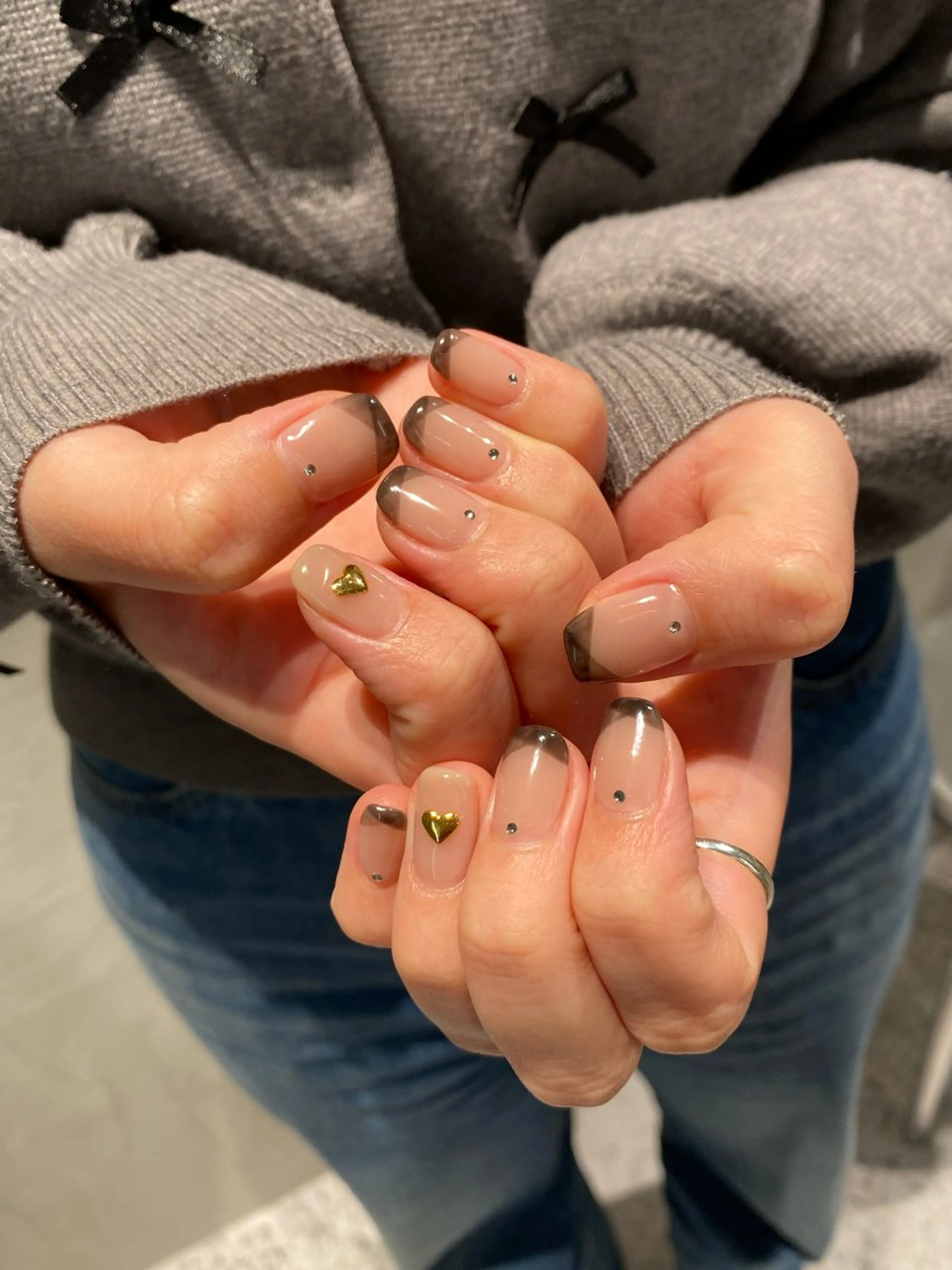 ネイル フレンチネイル ハート 持ち込み ハンドネイル Yuriko Omi パラジェル/渋谷のネイルデザイン