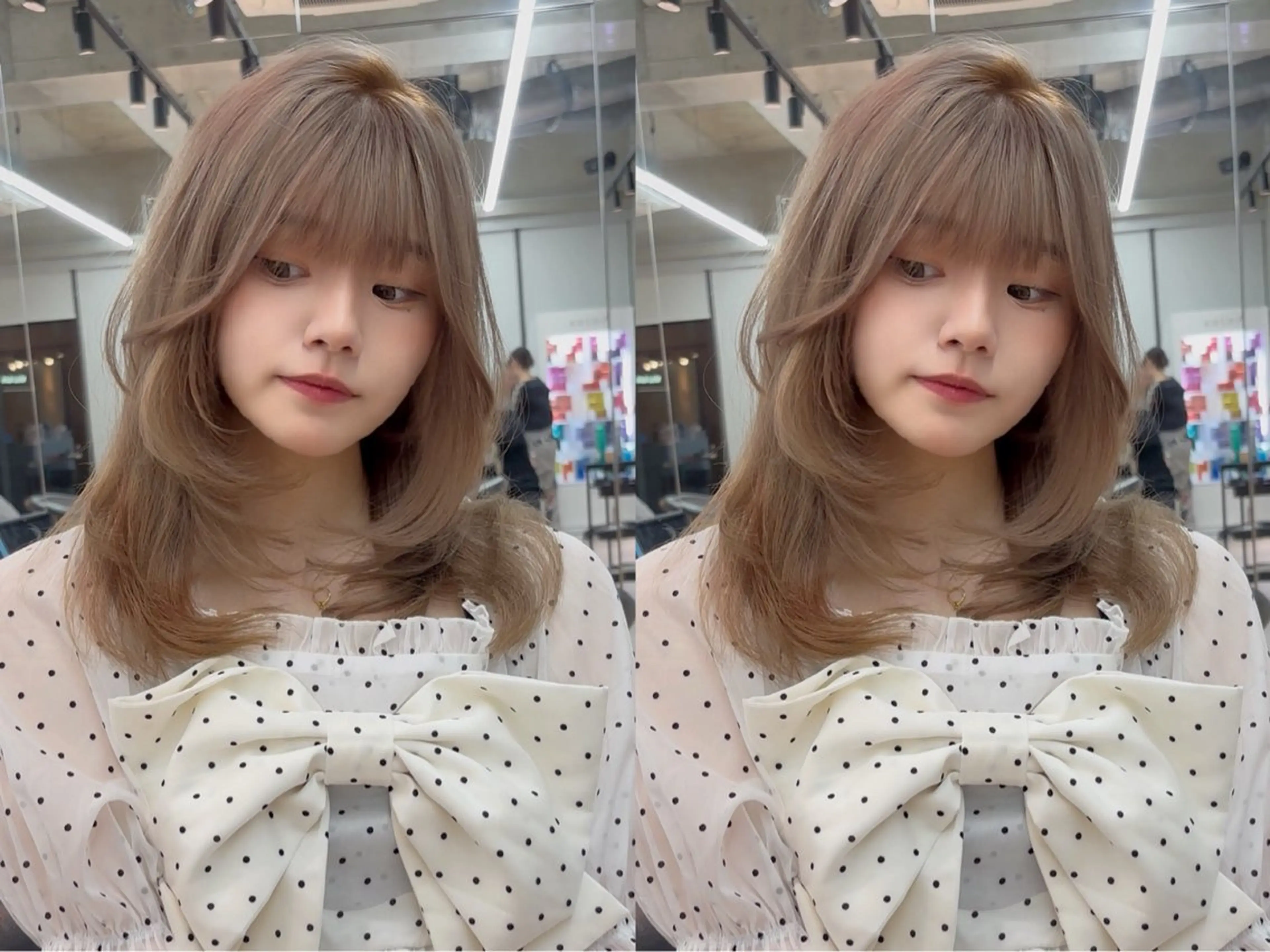 ミディアム カラー ミディアムレイヤー ブリーチ 透明感カラー ブリーチなしカラー 顔まわりレイヤー 【美髪矯正】 吉村　清志のヘアスタイル