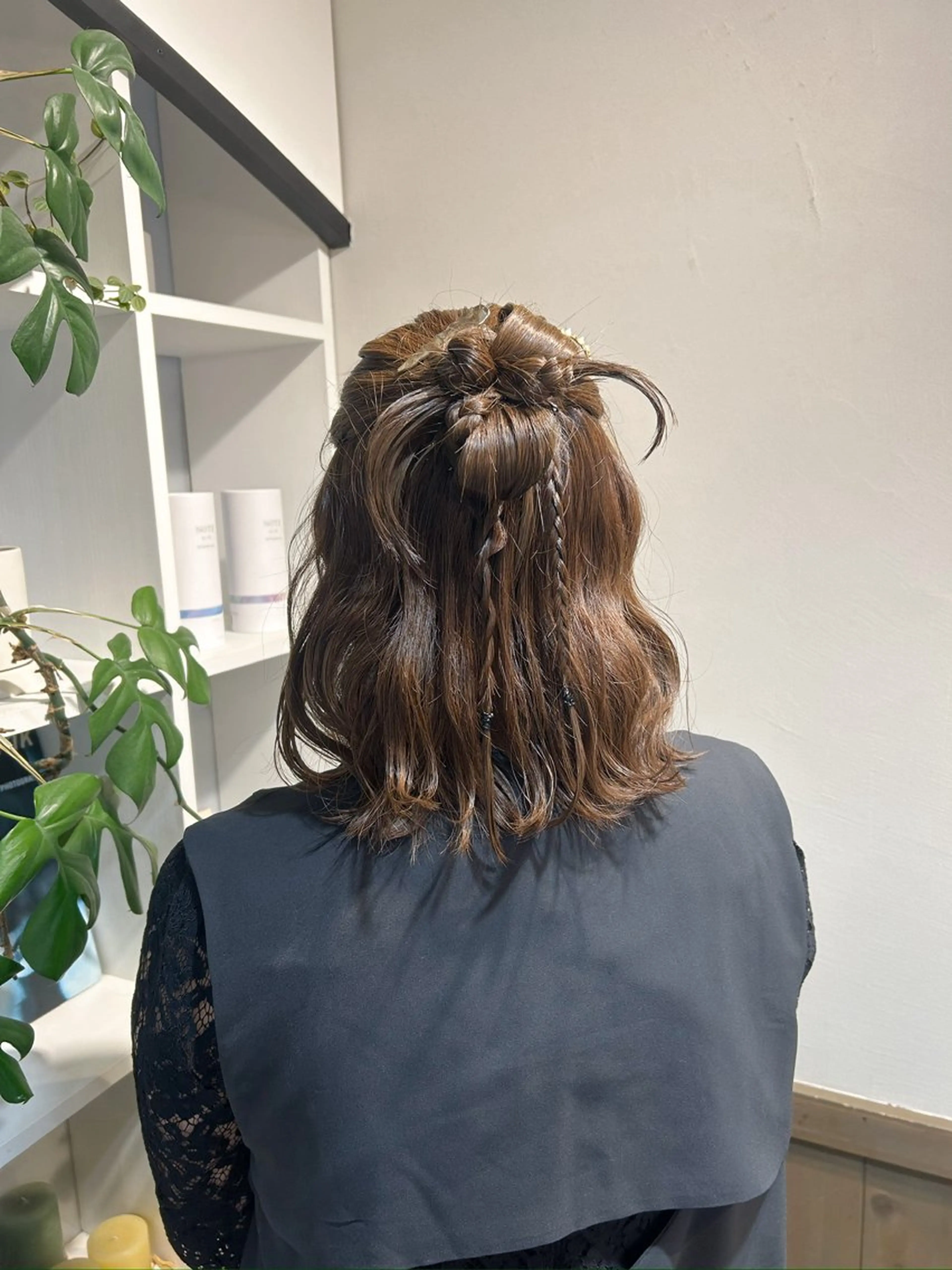 ミディアム ヘアアレンジ ボブ 長めボブ ヘアセット アレンジ/新宿 透明感カラー/ヤノのヘアスタイル