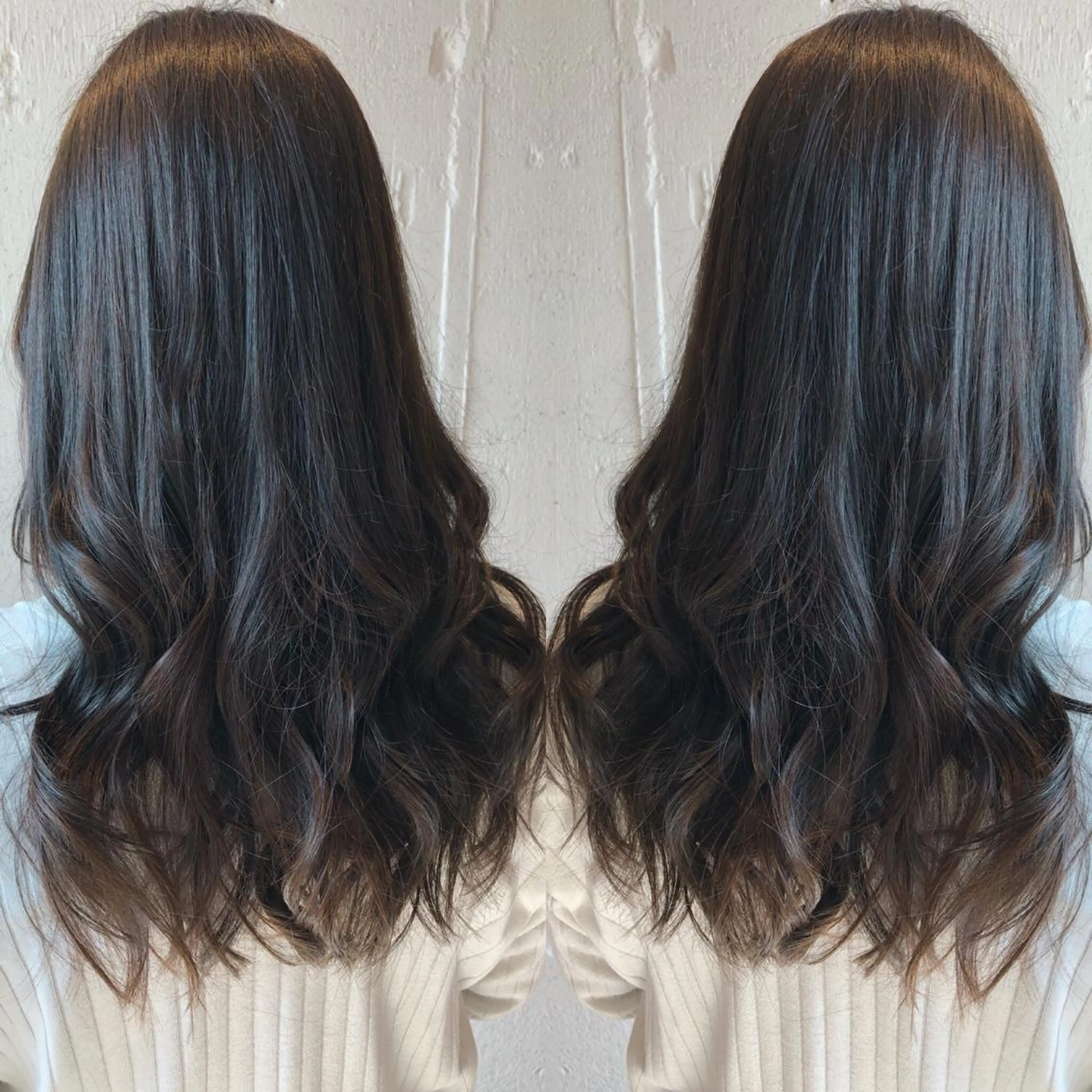 ロング アッシュ カット ヘアカラー あらき ちさとのヘアスタイル