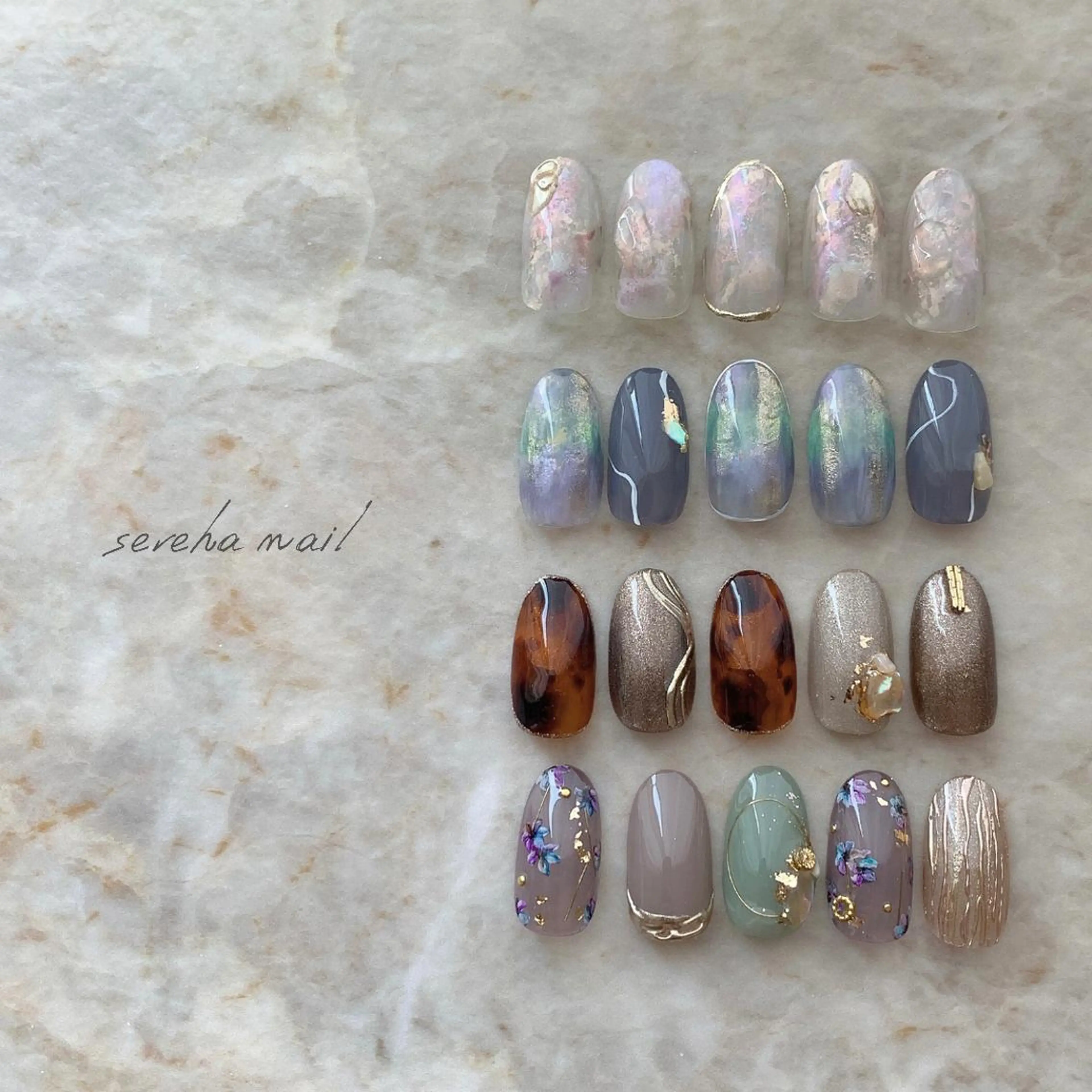 ネイル 氷ネイル・うるうるネイル ニュアンスネイル 冬ネイル sereha nailのネイルデザイン