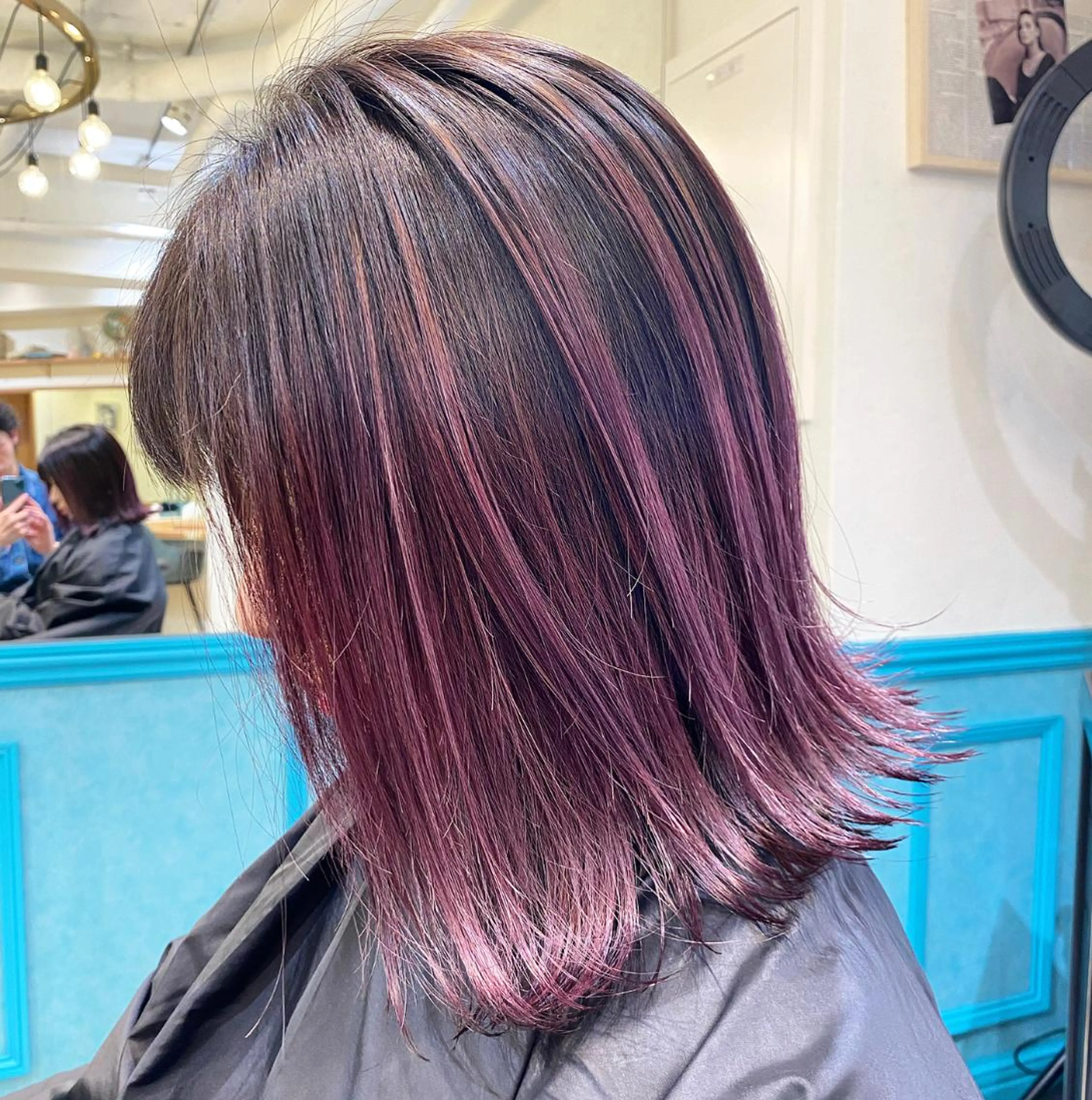 ミディアム salowin 原宿 aroa所属・韓国／ハッシュカット ／透明感カラー／金野のヘアスタイル