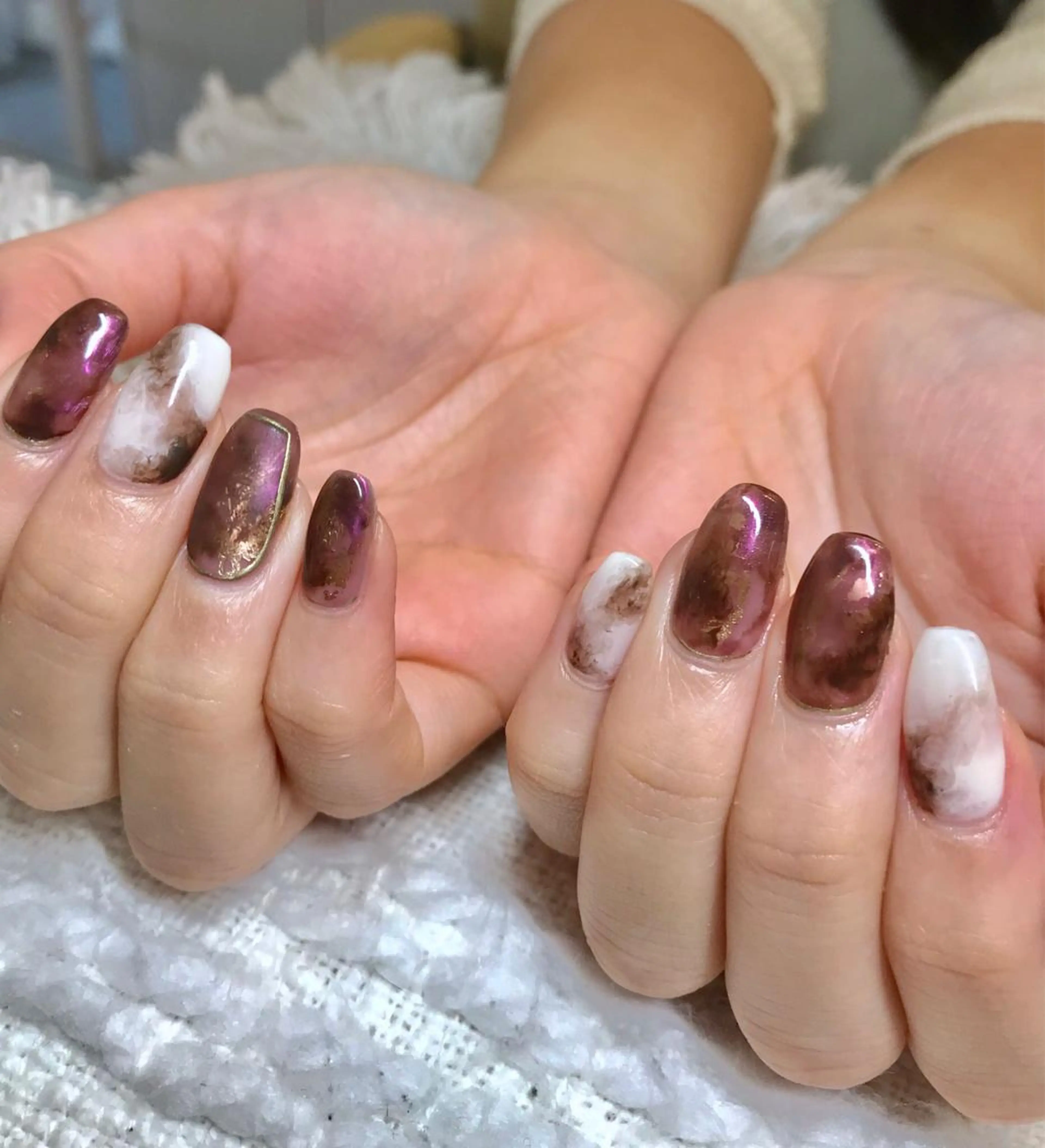 ミディアム カラー パーマ ヘアアレンジ メンズ ネイル マットネイル nail&eye Aoのマツエク・マツパデザイン