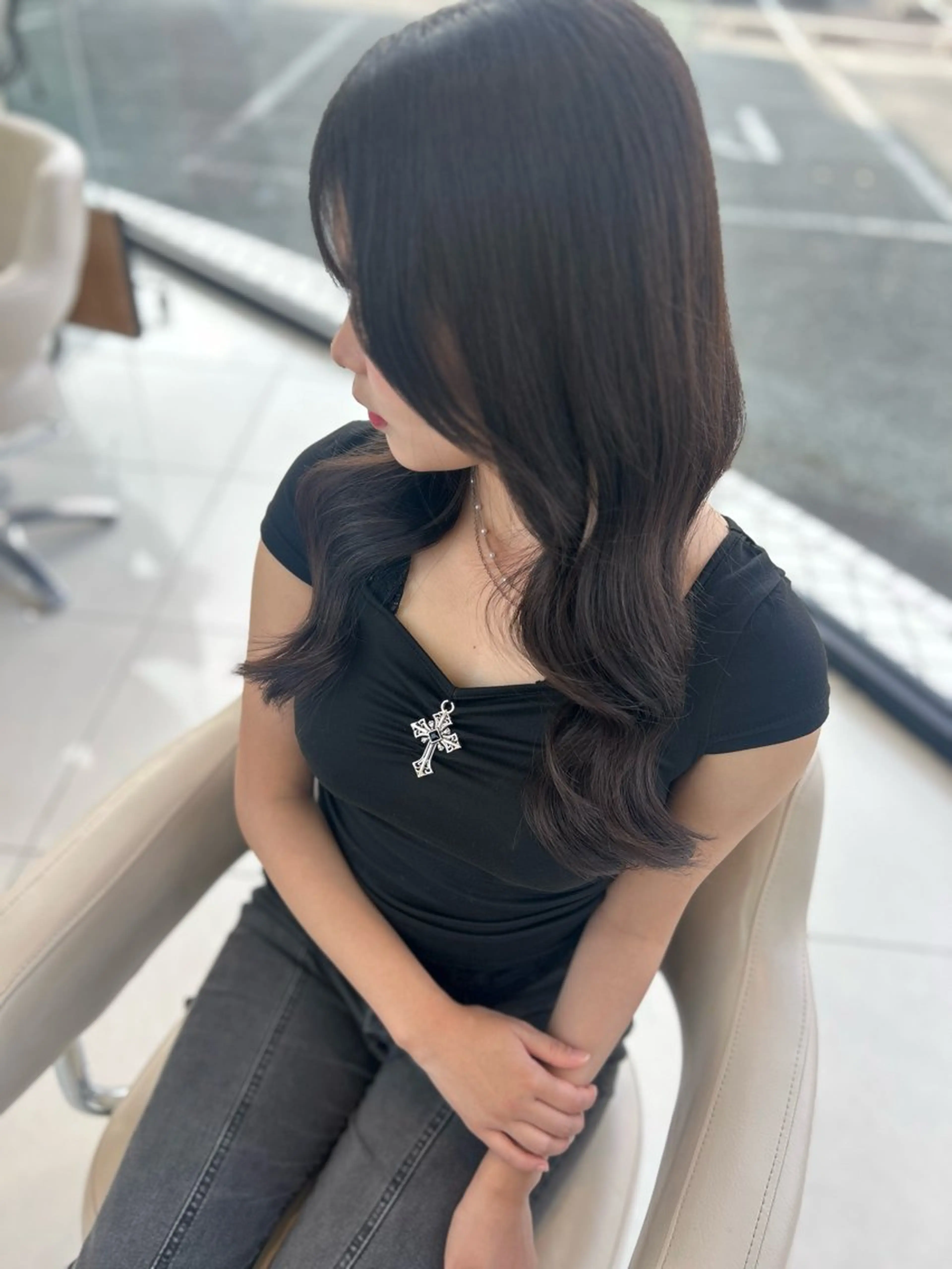 ロング 顔まわりレイヤー 顔周りカット 韓国風ヘア レイヤーカット アンフェリール原島店 韓国ヘア/ユウのヘアスタイル