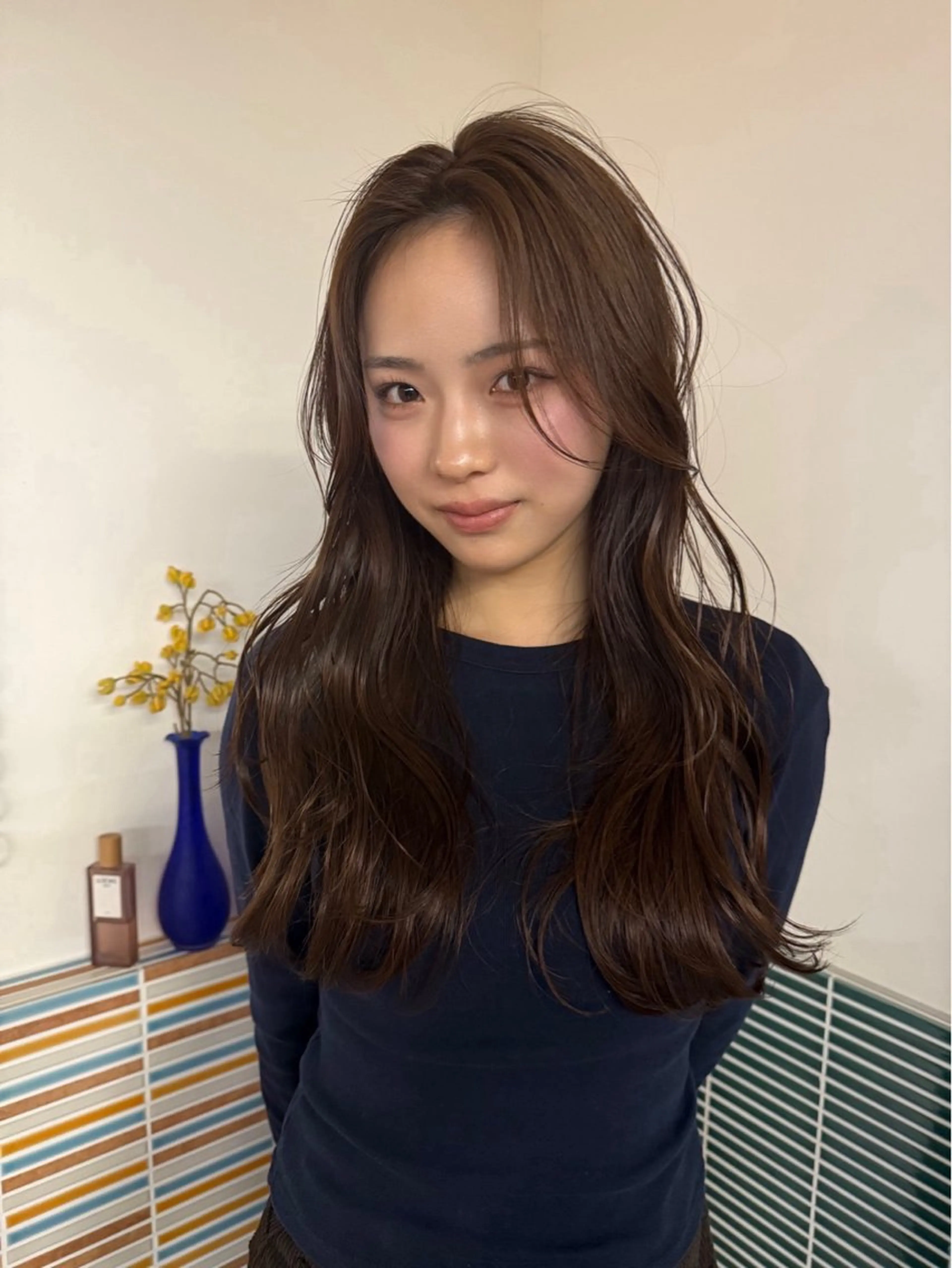 ロング ヘアカラー 縮毛矯正/ブリーチ なしWカラー/みゆのヘアスタイル