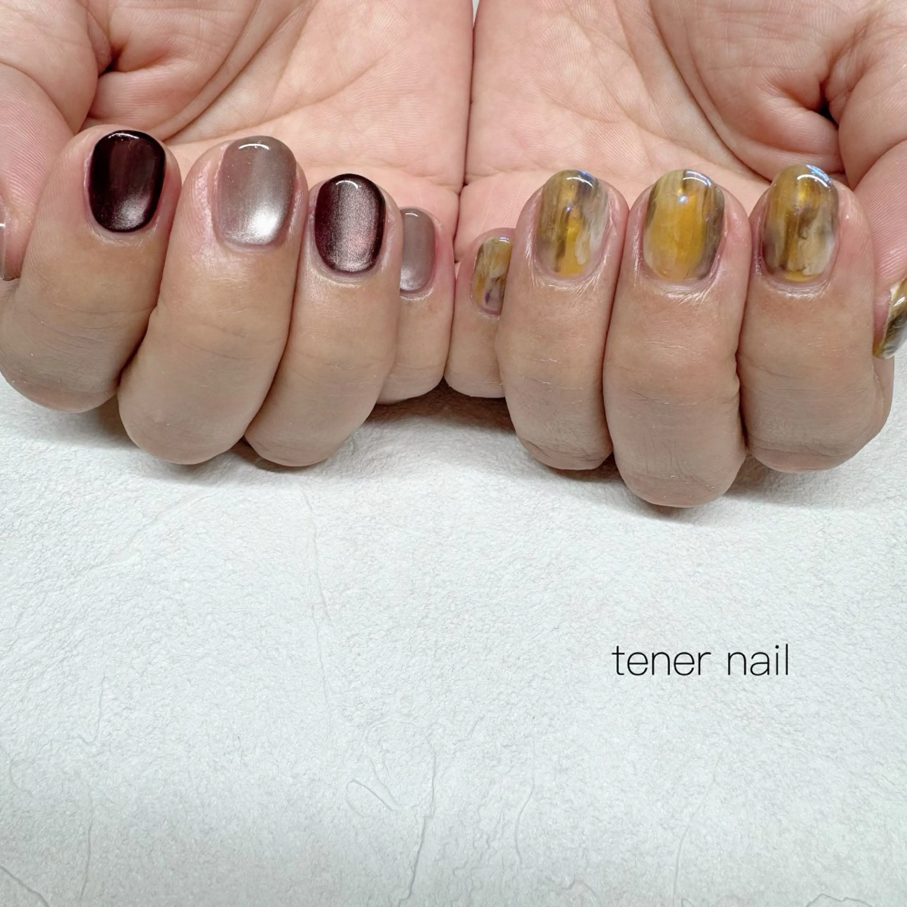 ネイル べっ甲ネイル マグネットネイル ニュアンスネイル ハンドネイル tener  nail  テネルネイル所属・テネルネイル tener nailのネイルデザイン