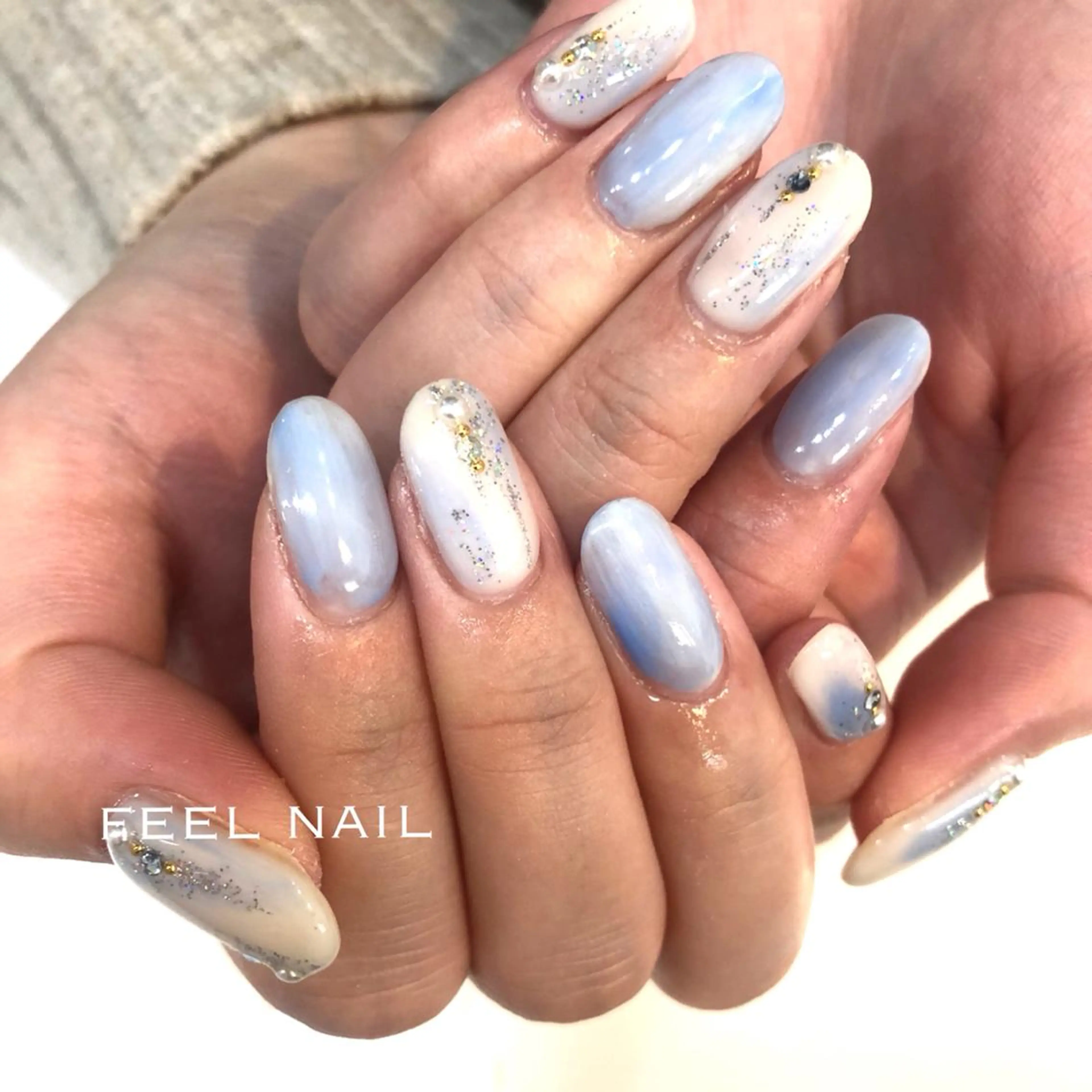 ネイル ブルー 近藤 あみのネイルデザイン