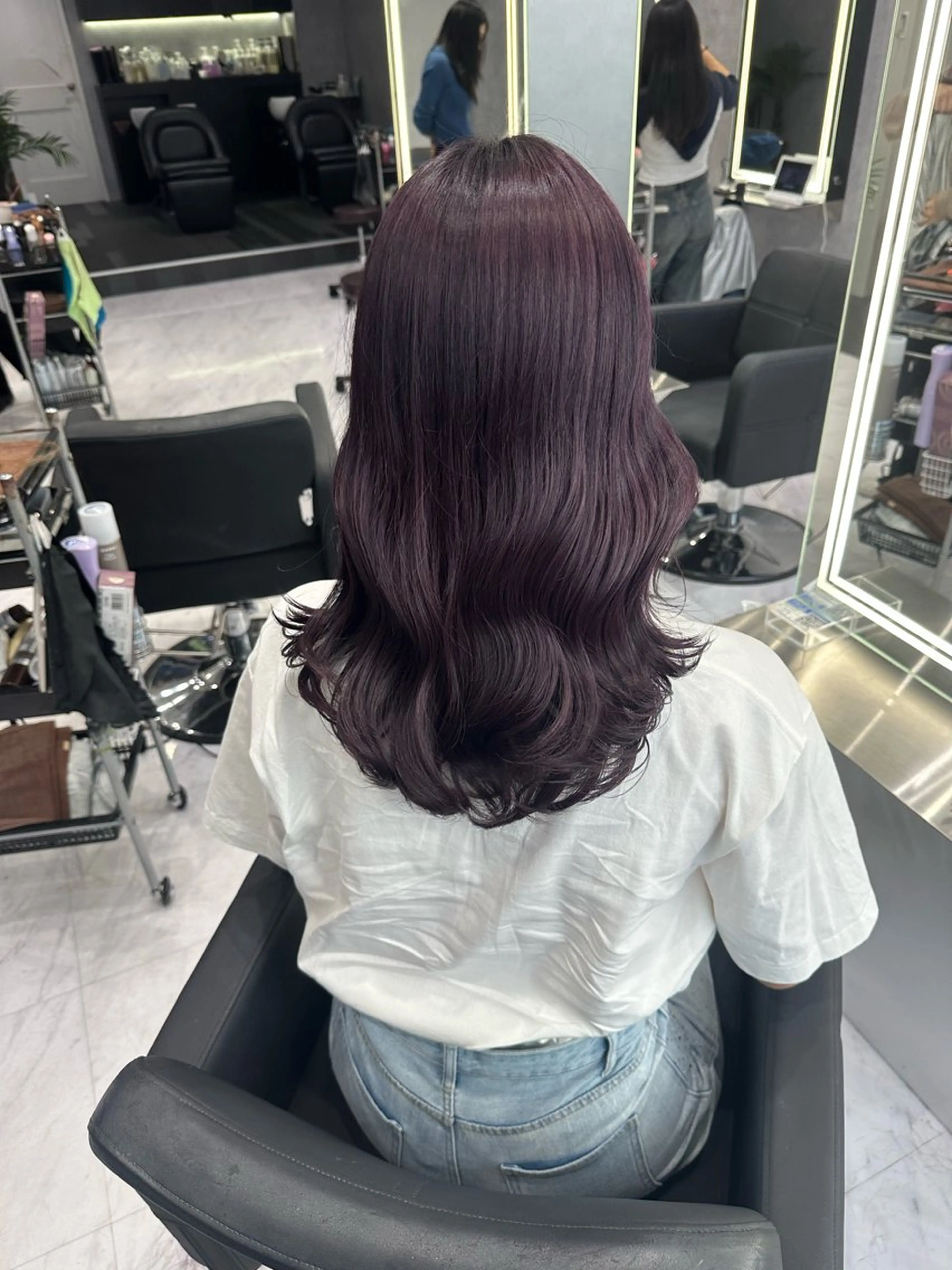 セミロング カラー グレージュ バイオレットカラー バイオレットグレージュ CS made by SHACHU 栄所属・中村 さきのヘアスタイル