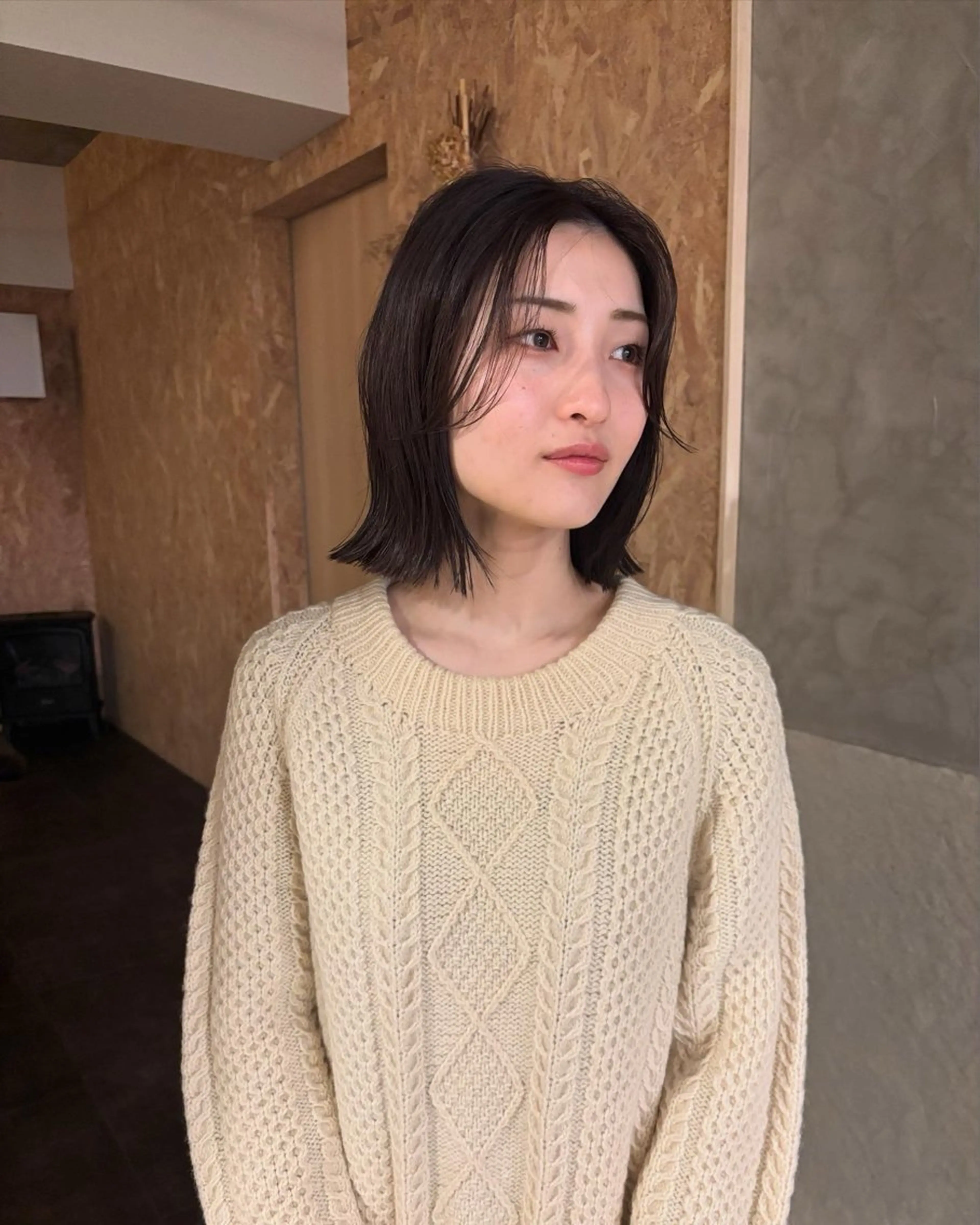ミディアム カラー パーマ 落合 妙佳のヘアスタイル