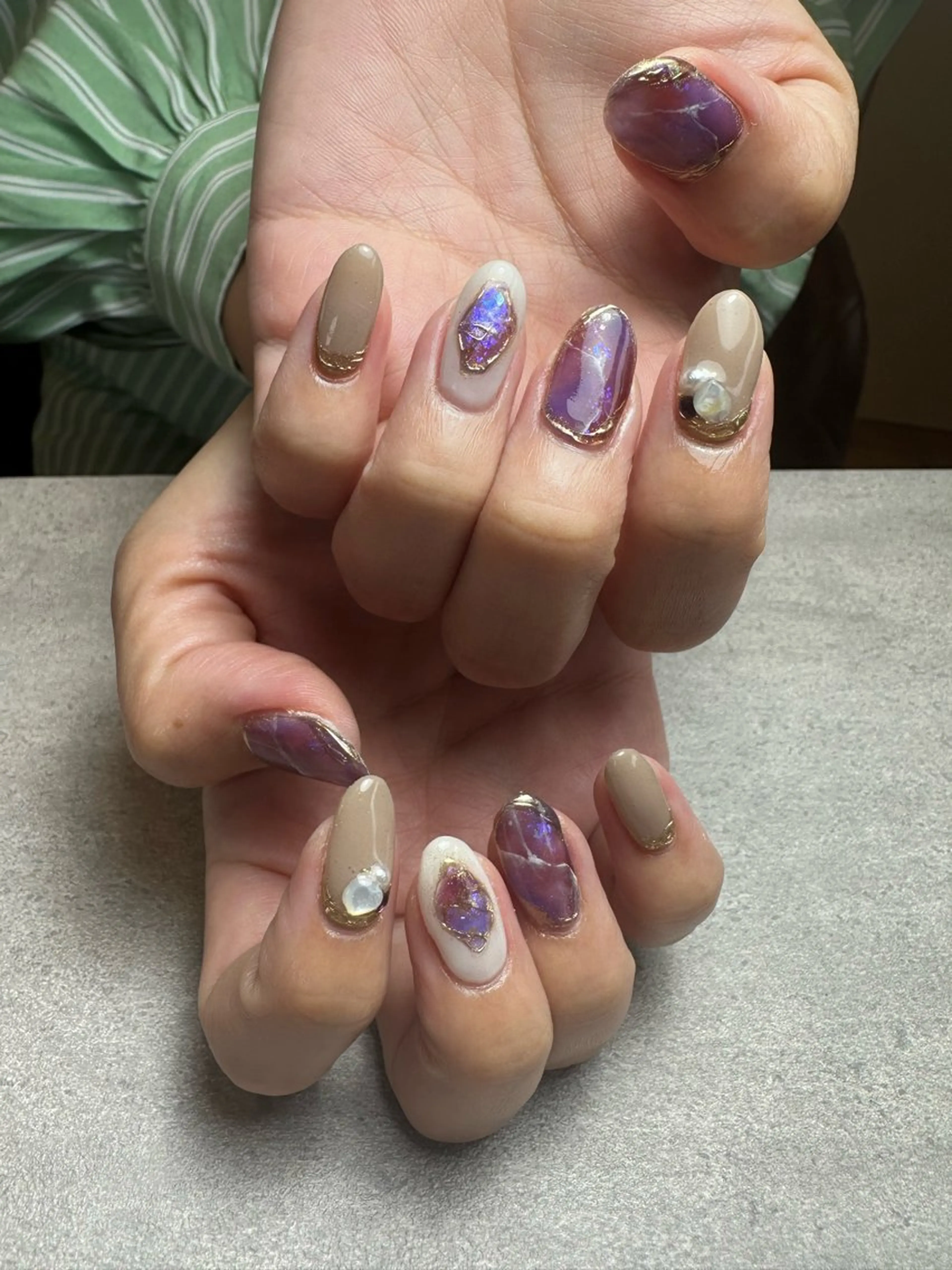 ネイル 大理石ネイル(マーブル) ニュアンスネイル 春ネイル 夏ネイル nailroom Anmie.のネイルデザイン