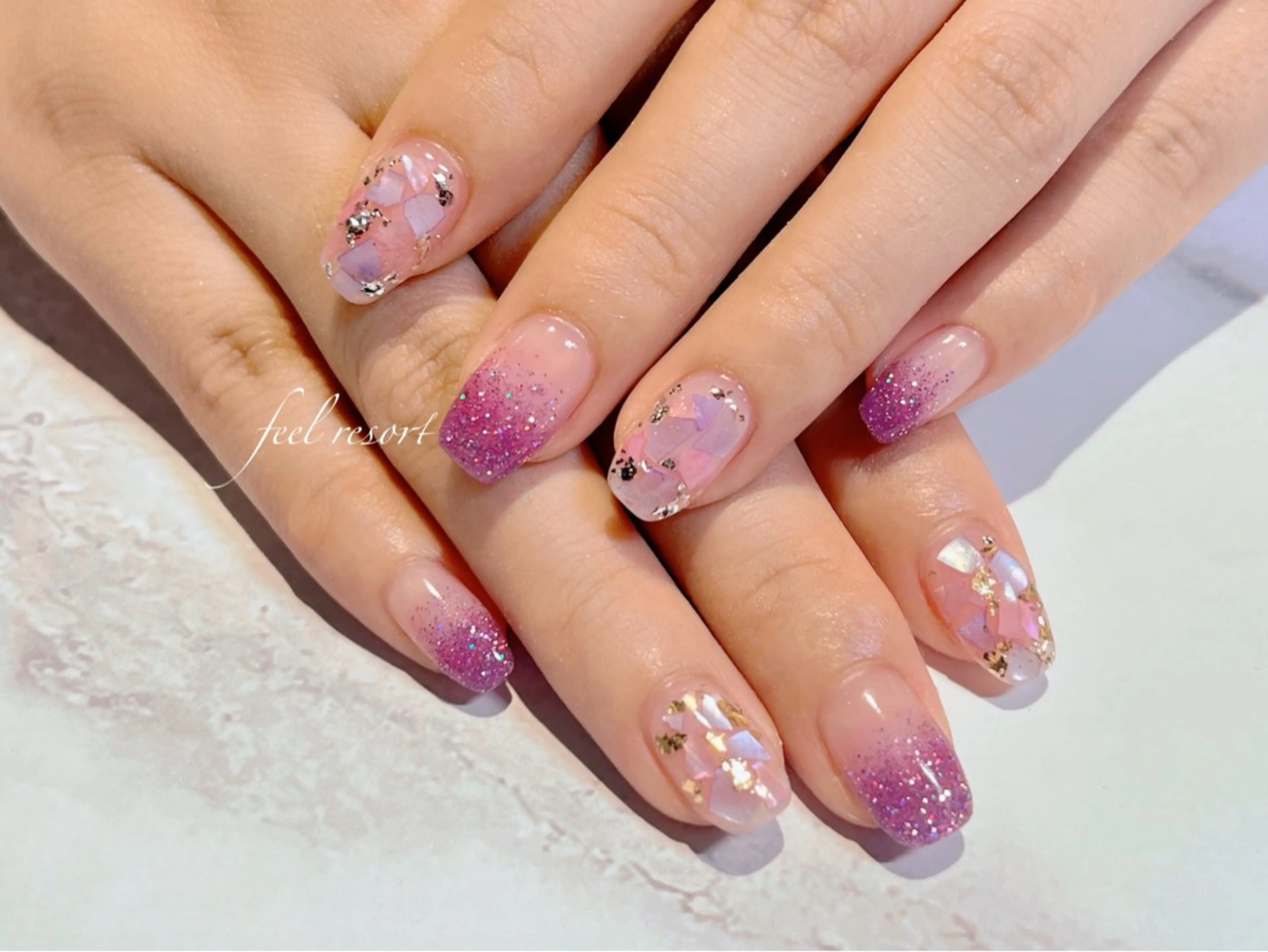 ネイル 長さ出し フットネイル フレンチネイル ジェルネイル ガラスフレンチ Lien（リアン） 銀座駅6分のネイルデザイン