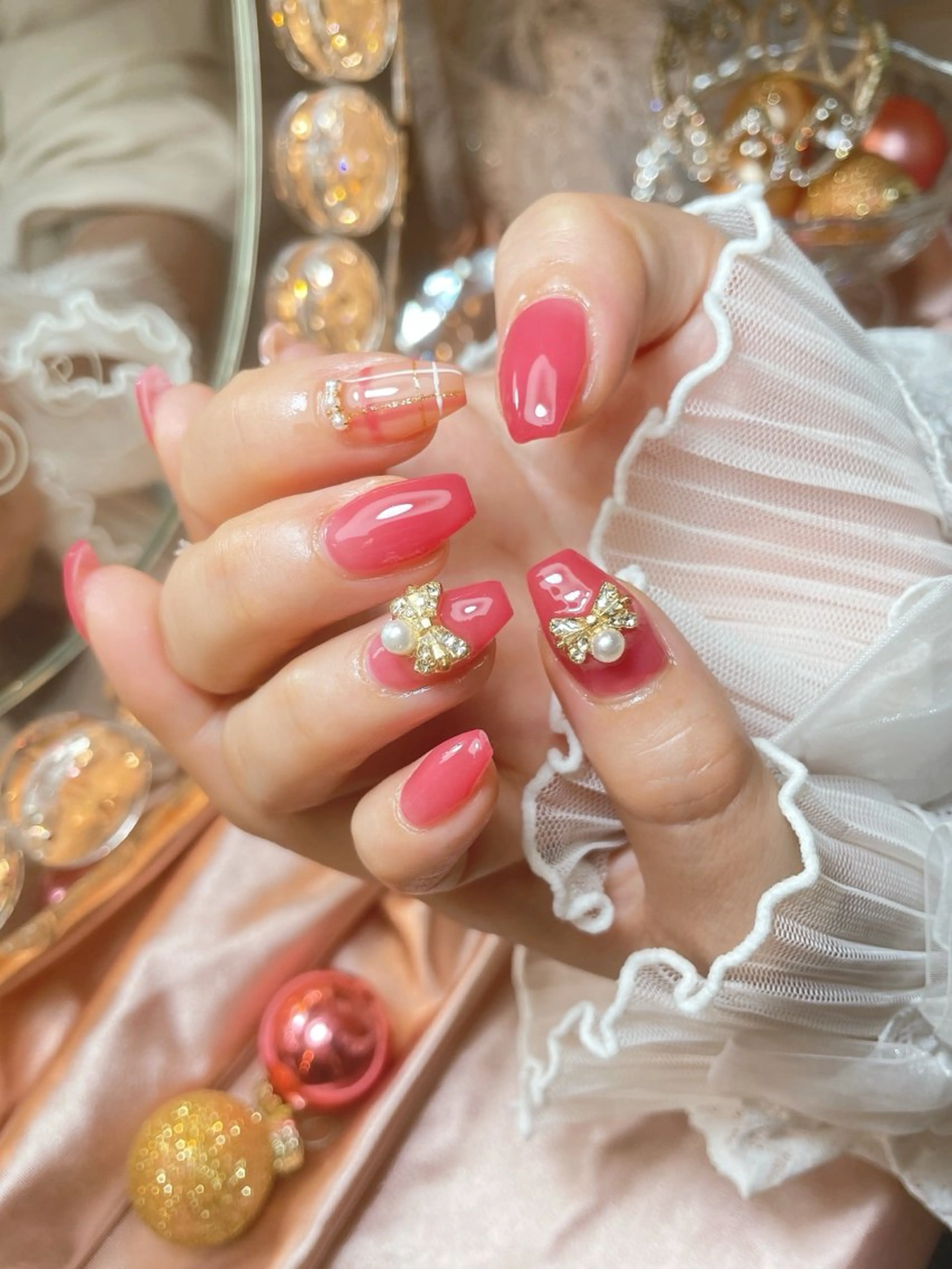 ネイル 23時まで❤︎韓国、 ワンホンネイルのネイルデザイン