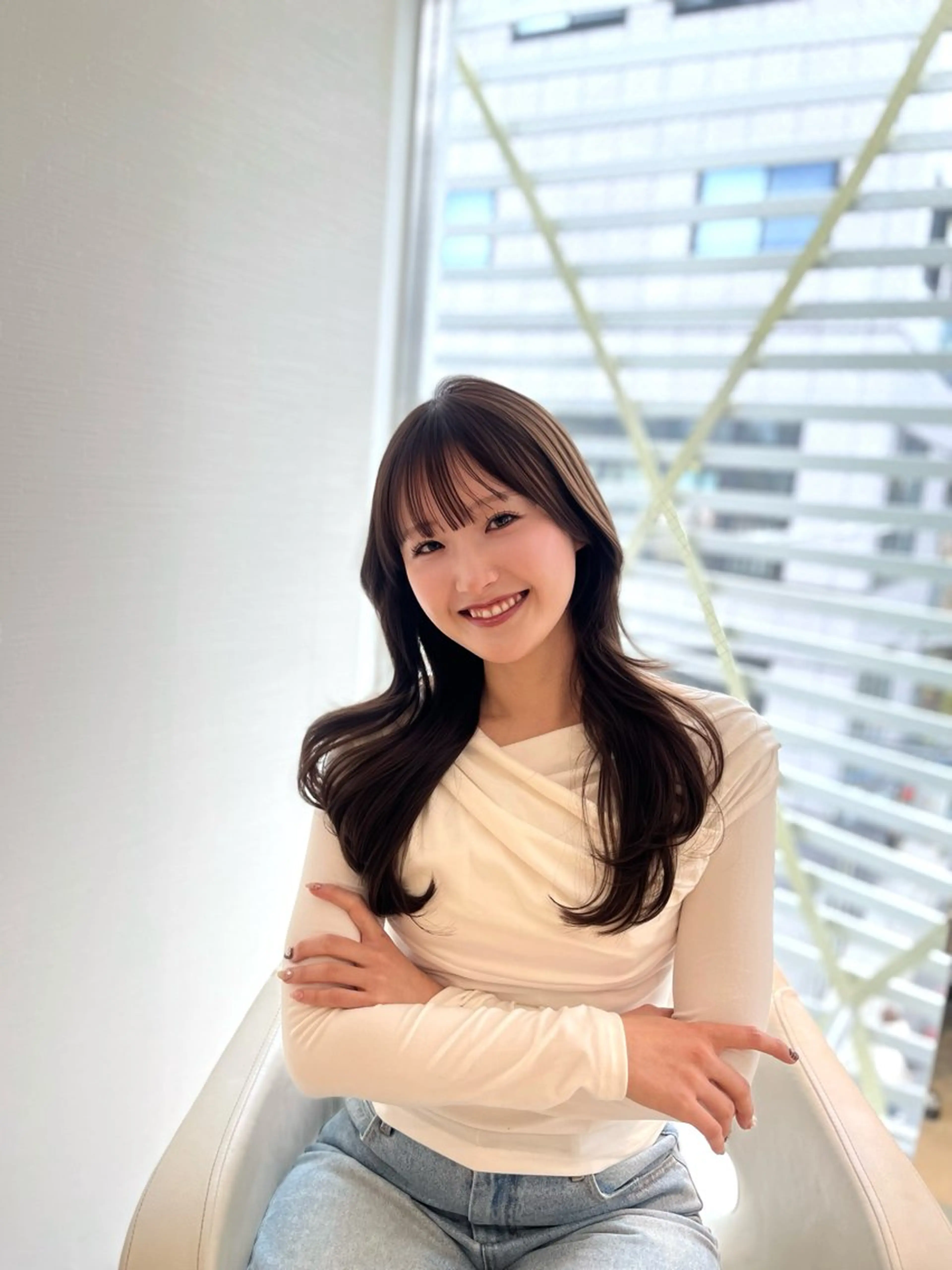 セミロング トリートメント ヘアカラー トリートメント ♥️透明感×抜け感 ベージュ/佑珠♥️のヘアスタイル