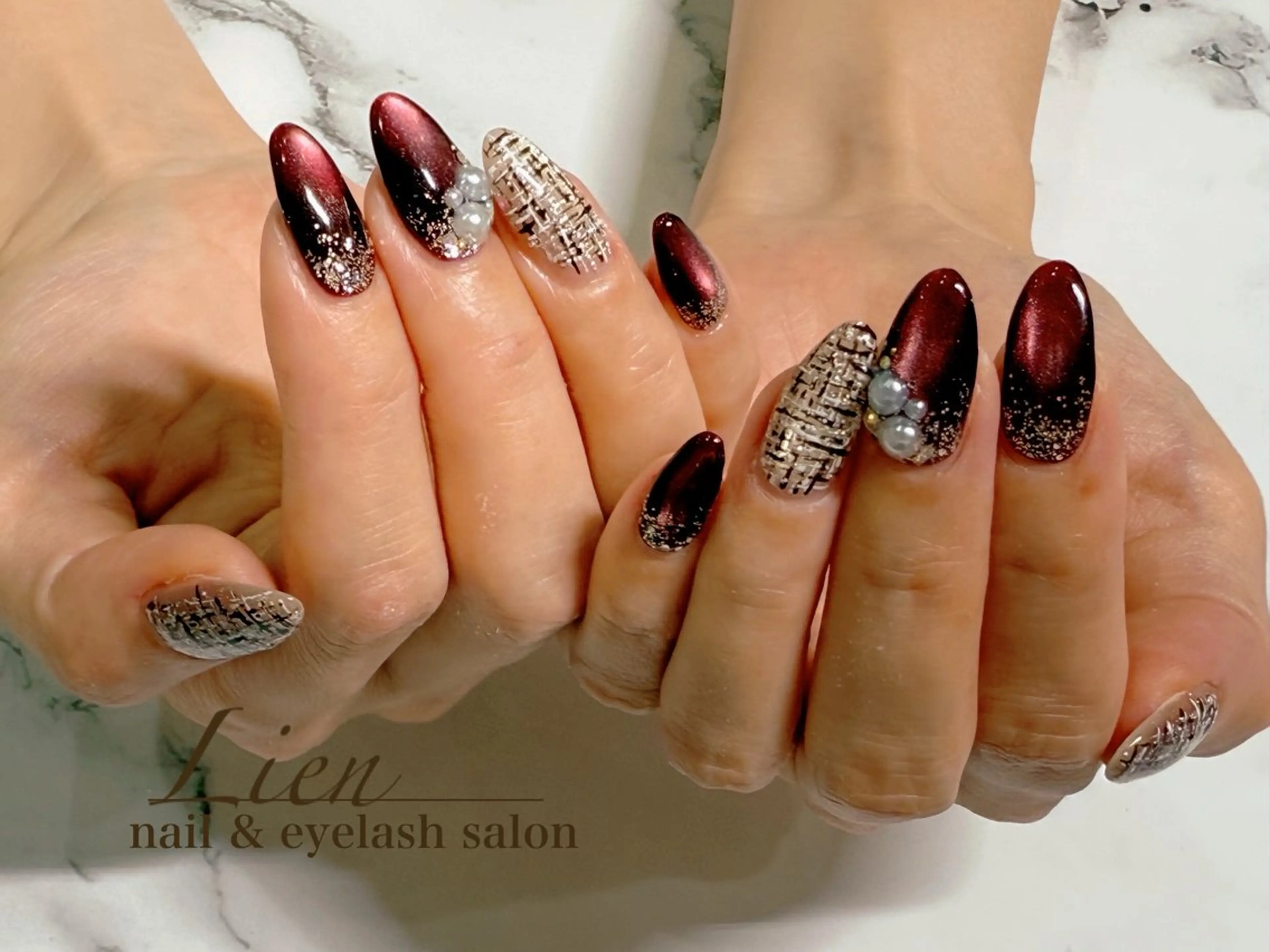 ネイル 長さ出し フットネイル フレンチネイル ジェルネイル ガラスフレンチ ハンドネイル Lien（リアン） 銀座駅6分のネイルデザイン