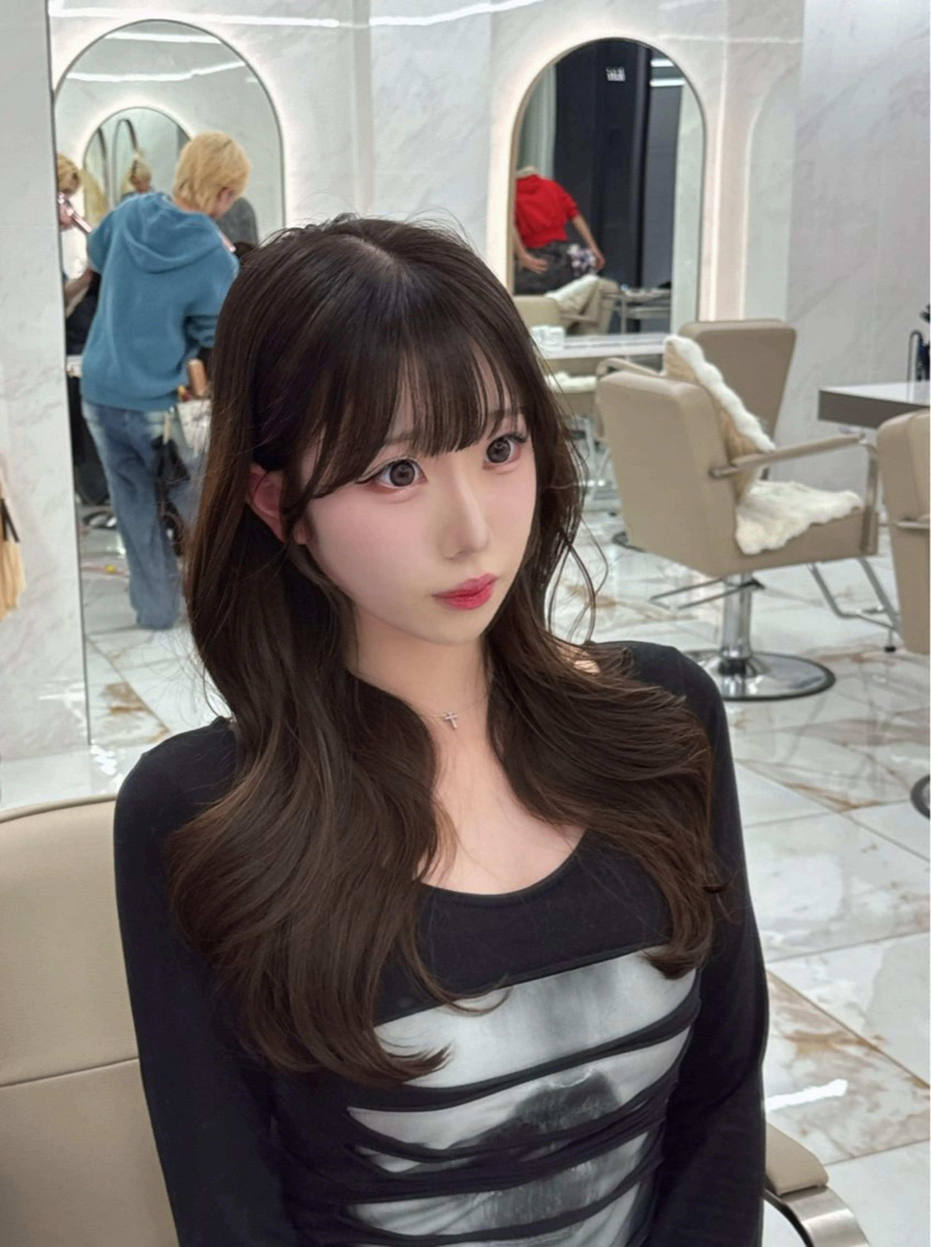 ロング のり🐼顔まわり/ 韓国/レイヤーカットのヘアスタイル