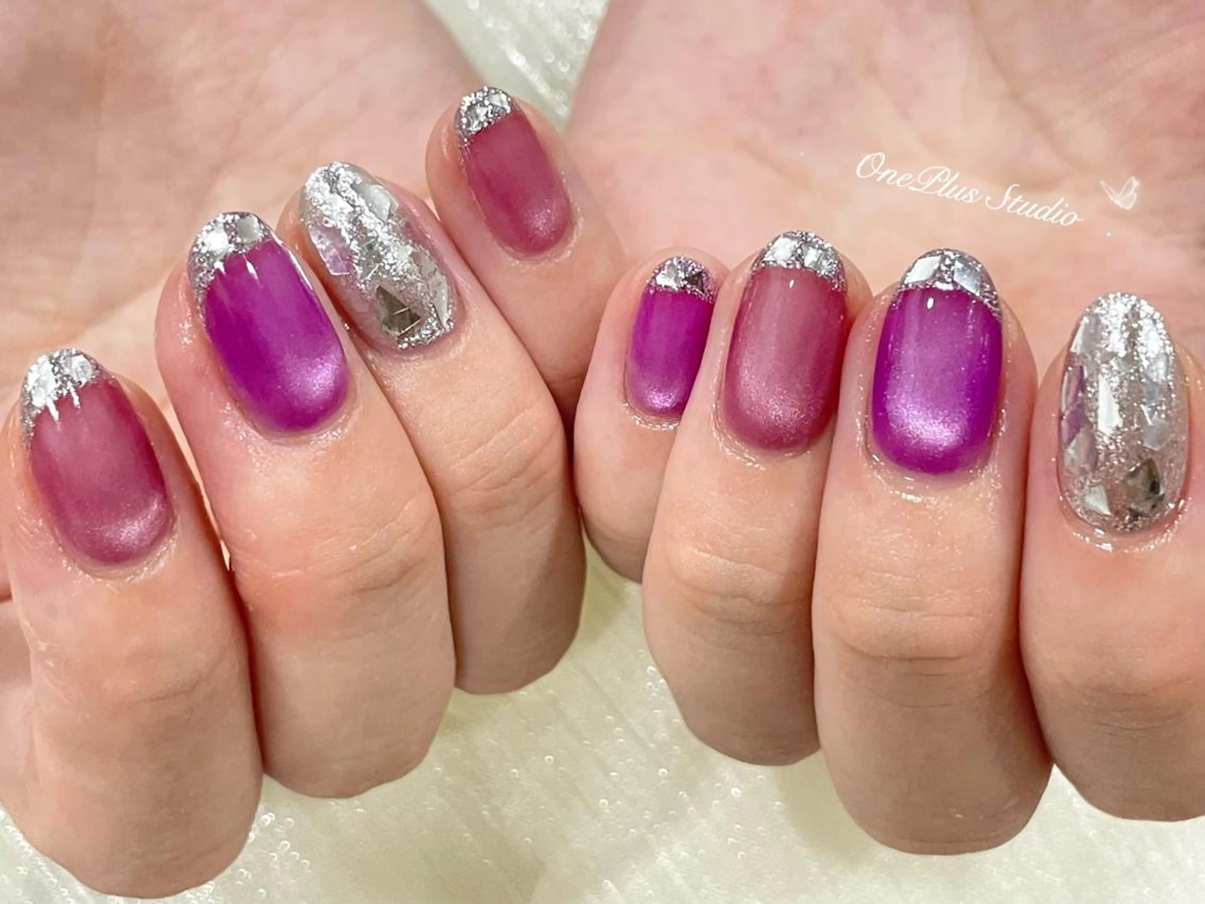 ネイル アートネイル オーロラネイル ガーリー キラキラネイル 韓国ネイル haruka 🧸のネイルデザイン