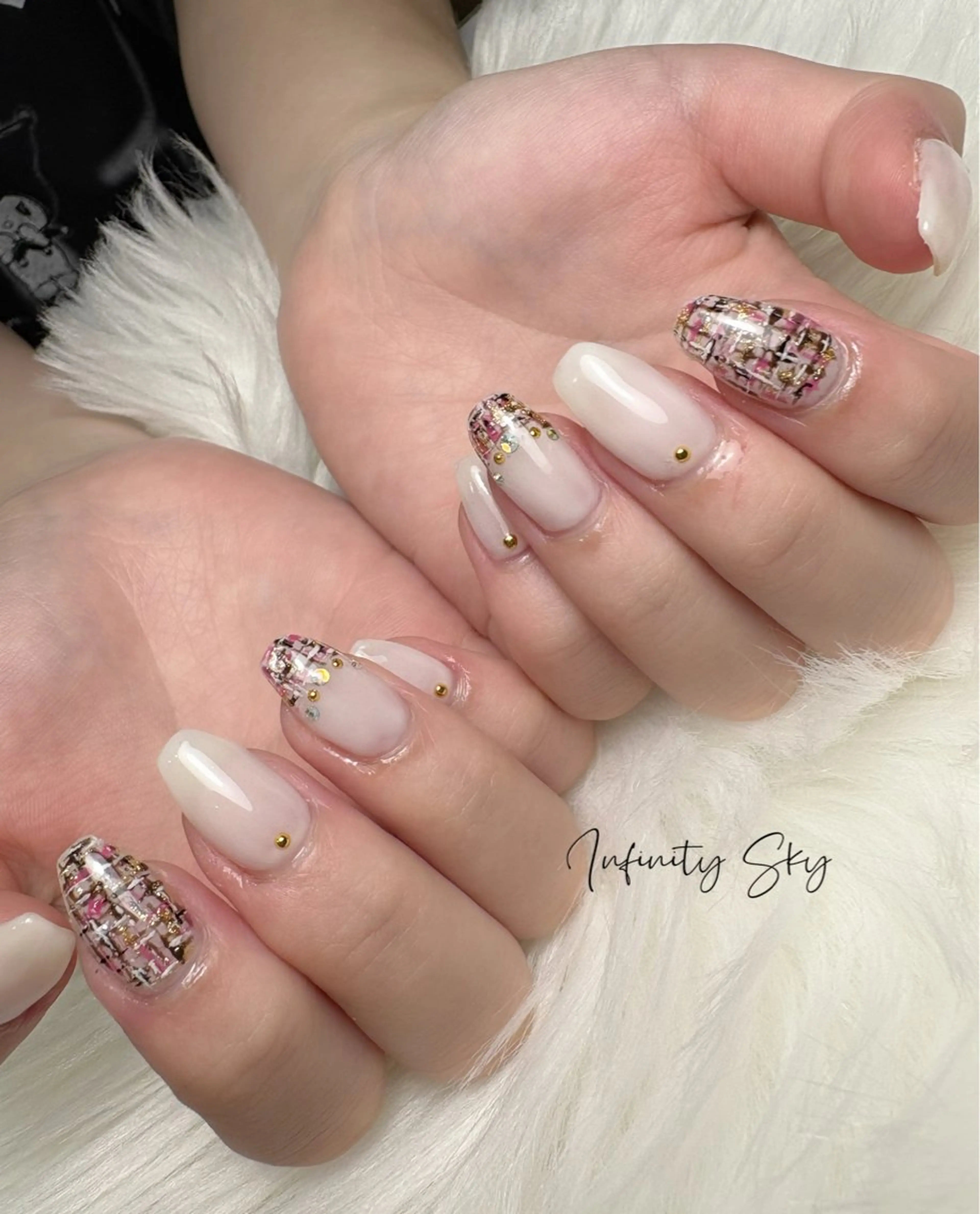 ネイル ツイードネイル infinity skyのネイルデザイン