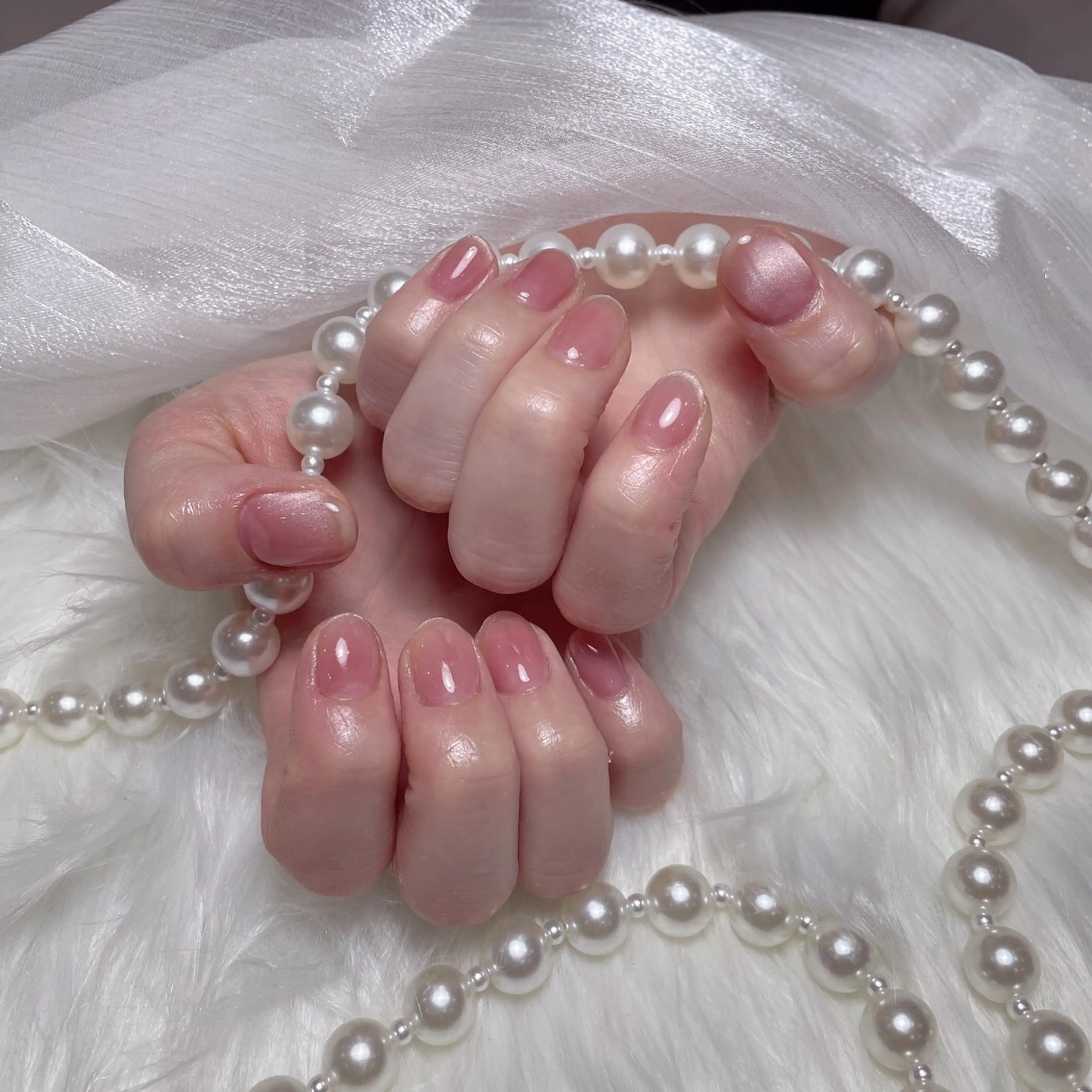 ネイル キラキラネイル マグネットネイル マグネットワンカラー ワンカラーネイル ピンク M2 beauty Hoshinaのネイルデザイン