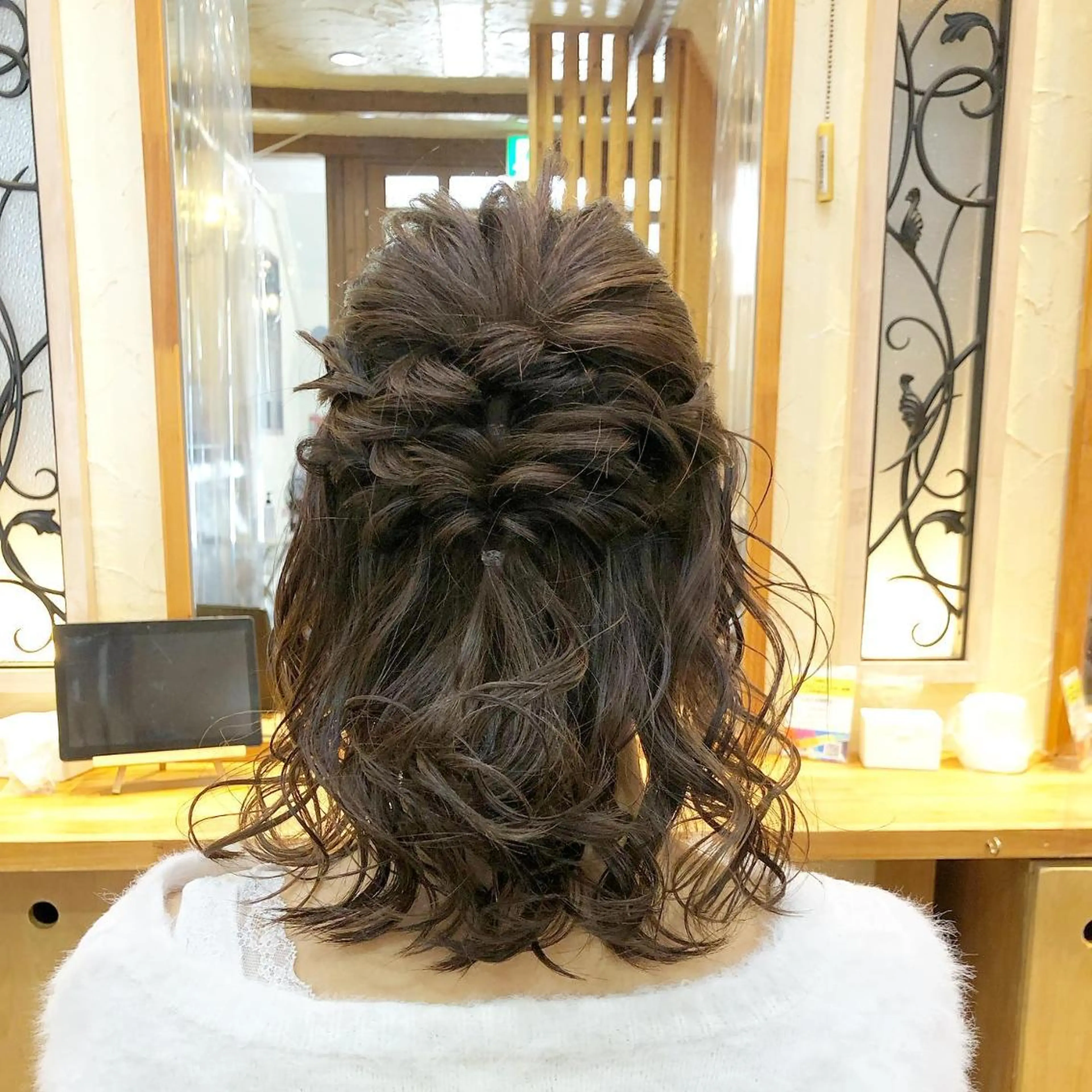 セミロング カラー ヘアアレンジ ハーフアップ ✨🌿大人可愛い愛さ れhair🌿✨松本のヘアスタイル