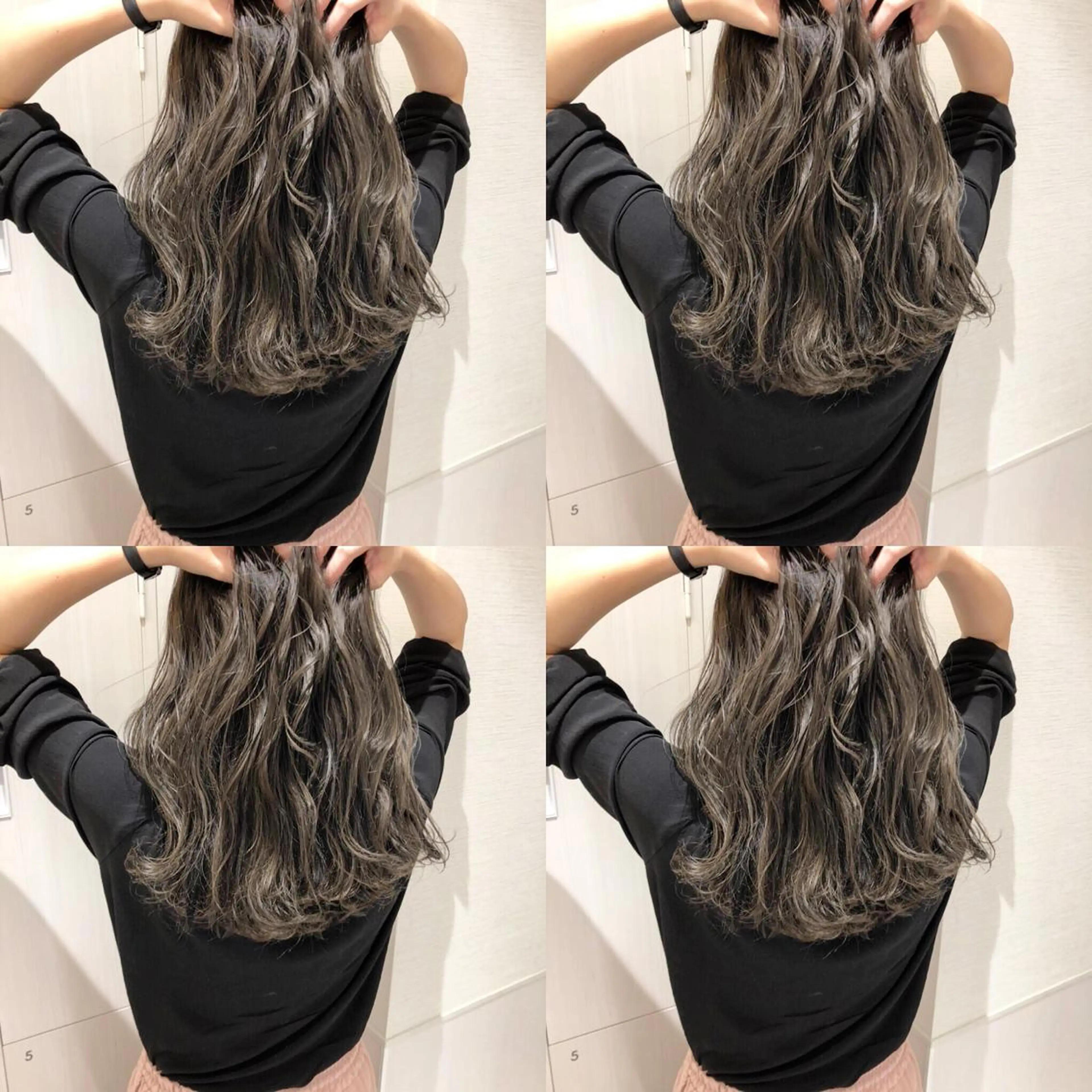 ロング カラー アディクシーカラー アッシュ アッシュグレー バレイヤージュ 透明感カラー レイヤー/韓国/ 顔周り/しんやのヘアスタイル