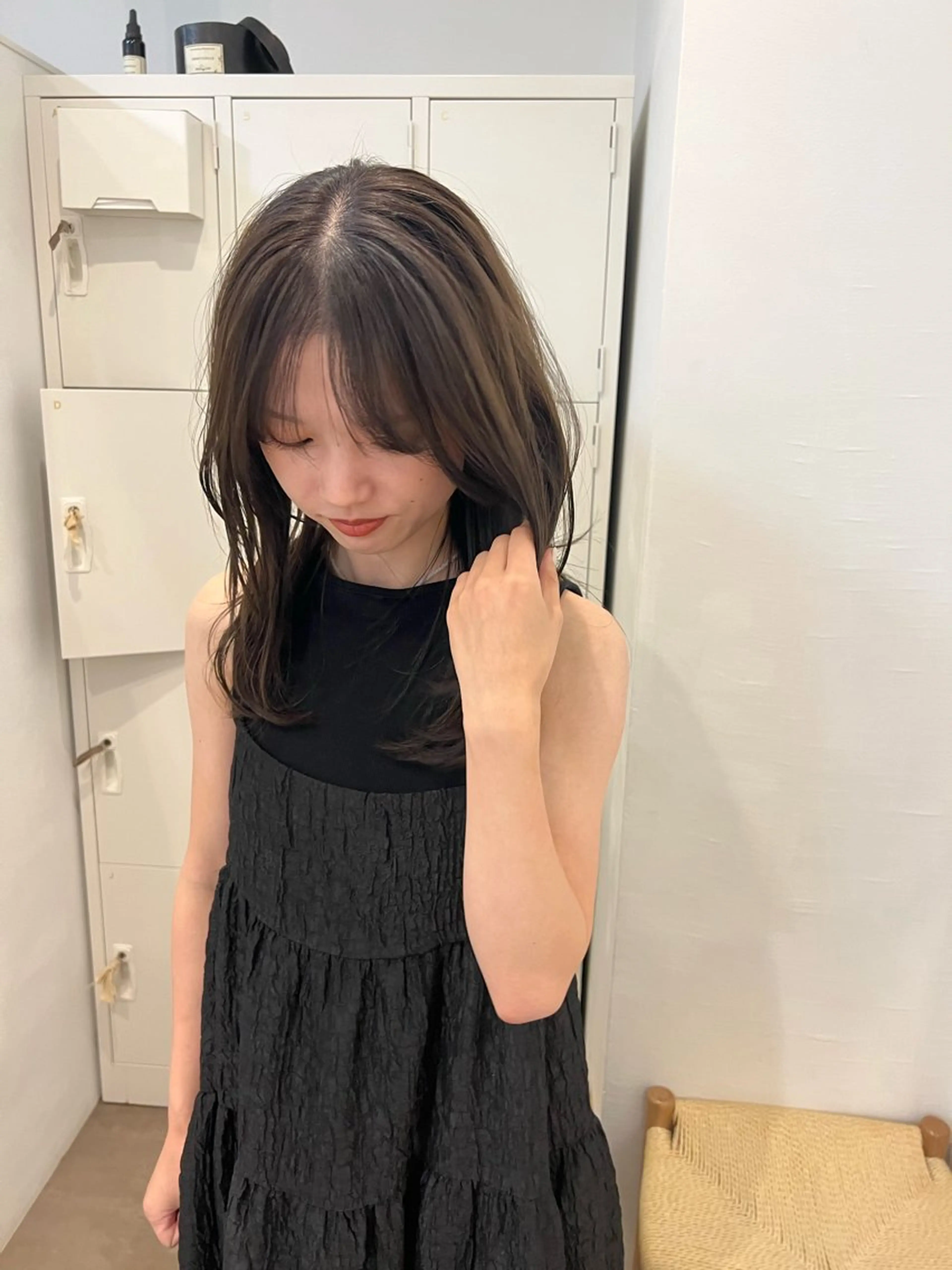 セミロング カラー レイヤーカット ボブパーマNo.1のヘアスタイル